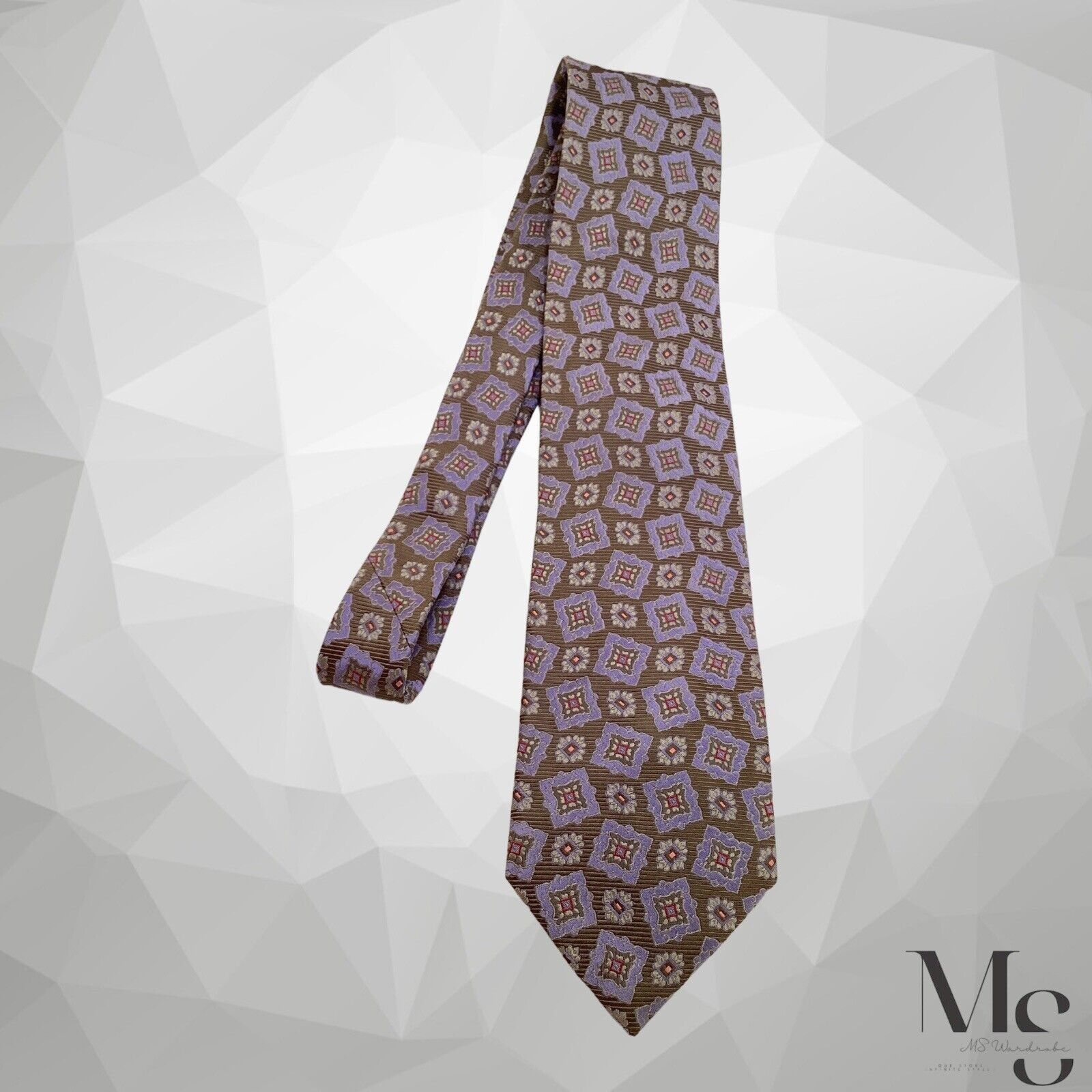 Canali CANALI Brown Purple Medallion Print Silk Tie Made In Italy W Size ONE SIZE - 5 Thumbnail