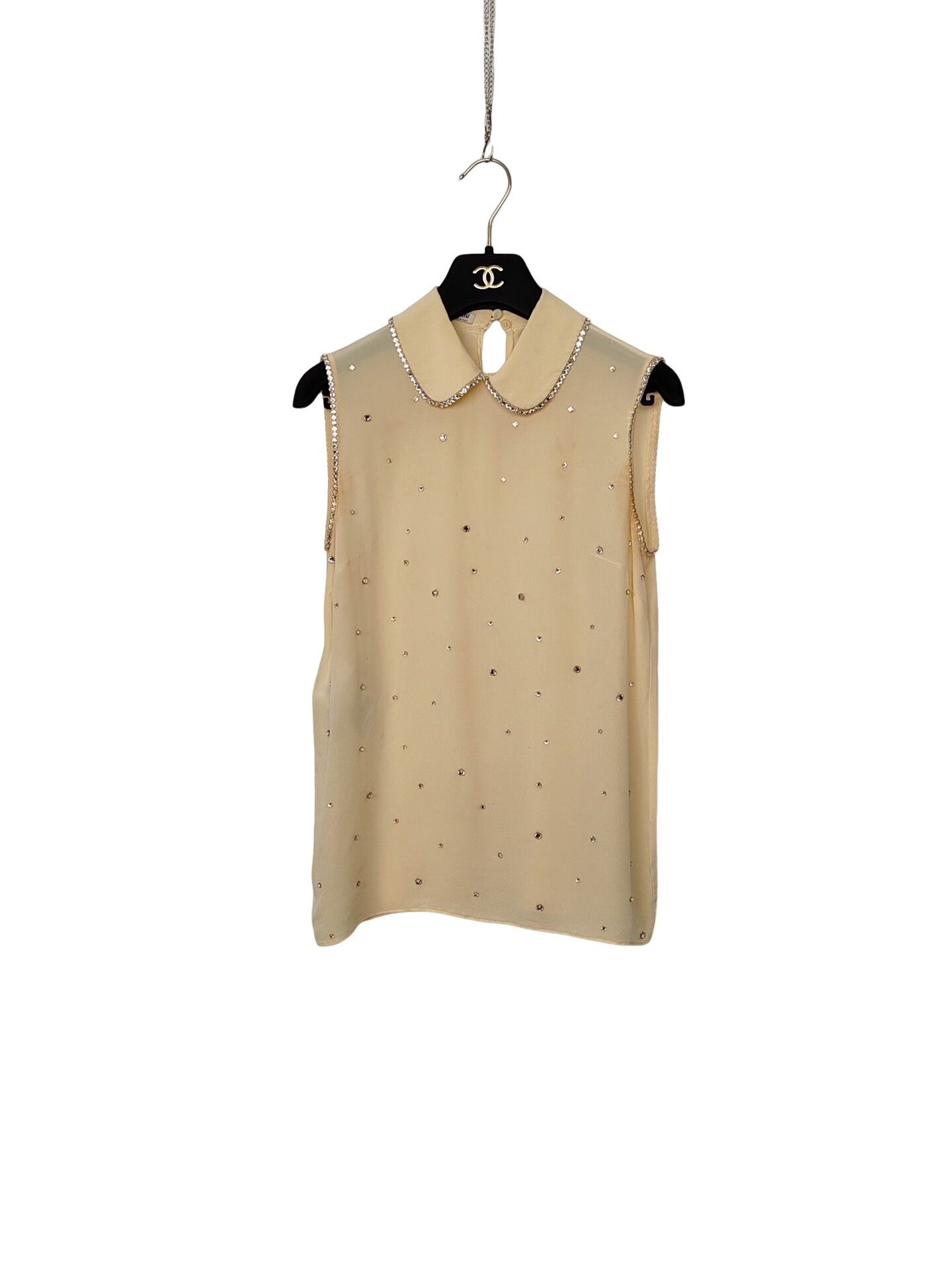 Miu Miu Miu Miu Silk Crystal Embellished Sleeveless Blouse Size 36 Size XS / US 0-2 / IT 36-38 - 1 Thumbnail