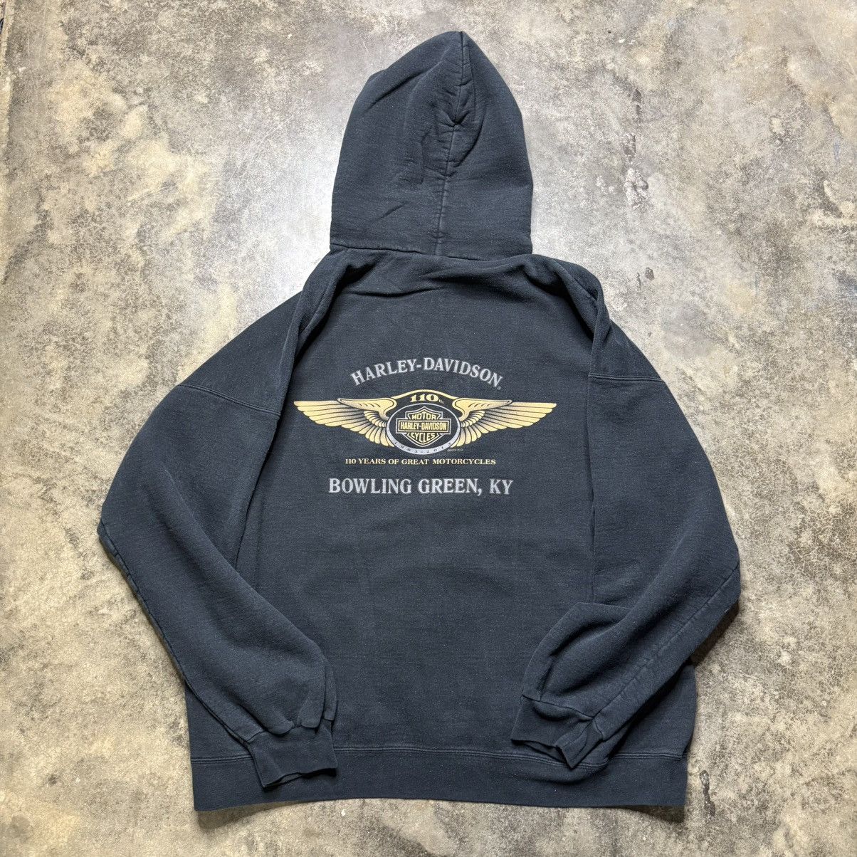 Harley Davidson vintage harley davdison baggy biker faded black hoodie Size US XXL / EU 58 / 5 - 7 Thumbnail