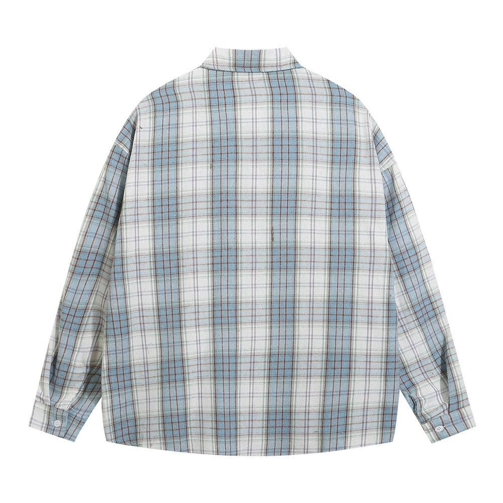 Vintage Men's Japanese casual lapel loose plaid long-sleeved shirt Size US M / EU 48-50 / 2 - 2 Thumbnail