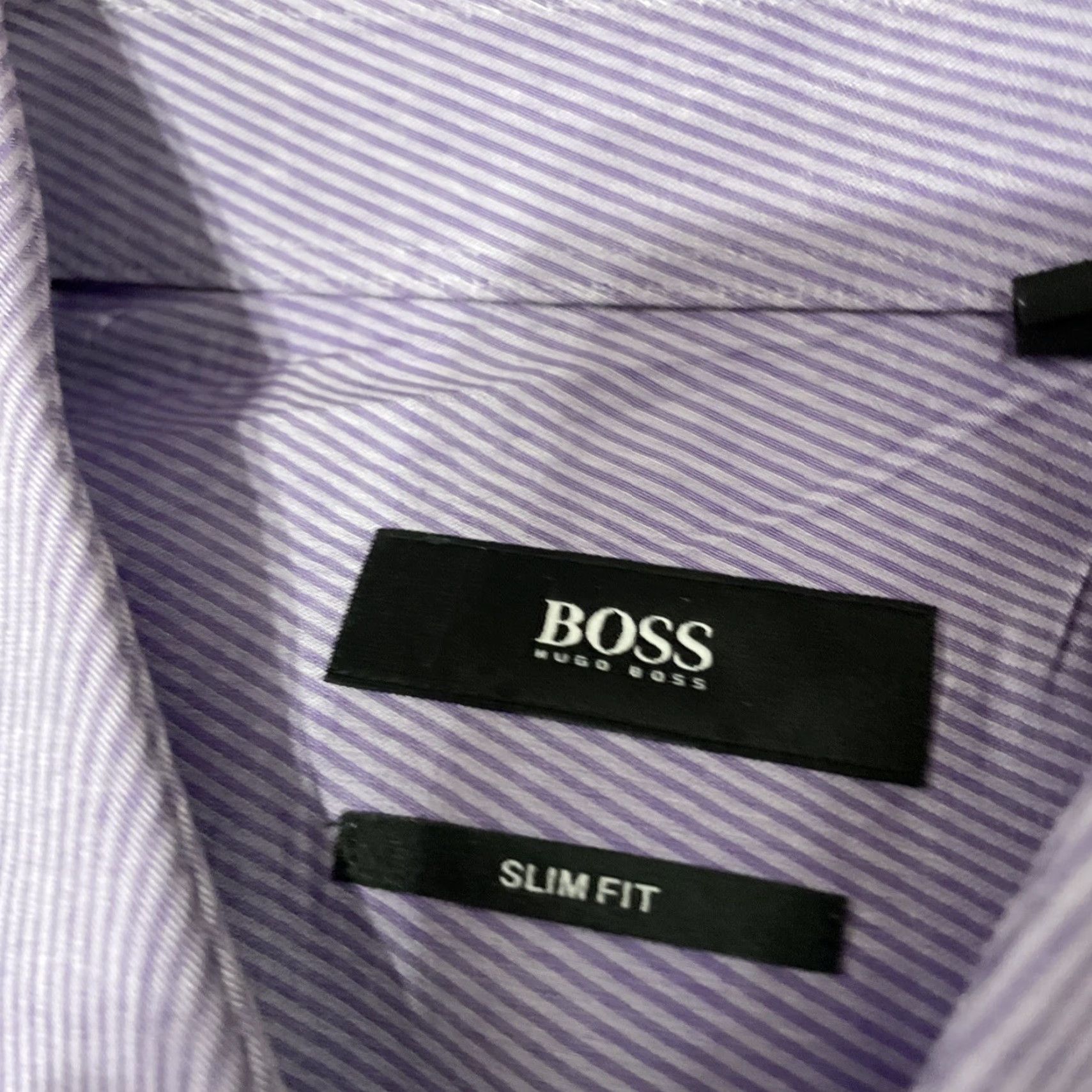 Hugo Boss VINTAGE Hugo Boss Shirt Men 42 16.5 Neck Purple Stripe Button-Up Size US L / EU 52-54 / 3 - 6 Thumbnail