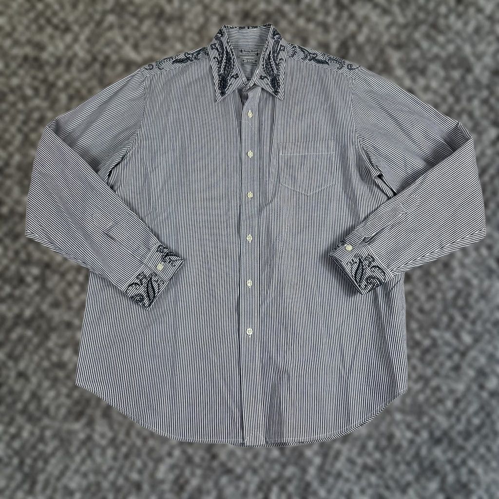 Lucky Brand LUCKY BRAND Button-Up Shirt Men XL Blue Embroidered Paisley Design Long Sleeve Casual All Seasons Regular Fit Size US XL / EU 56 / 4 - 1 Thumbnail