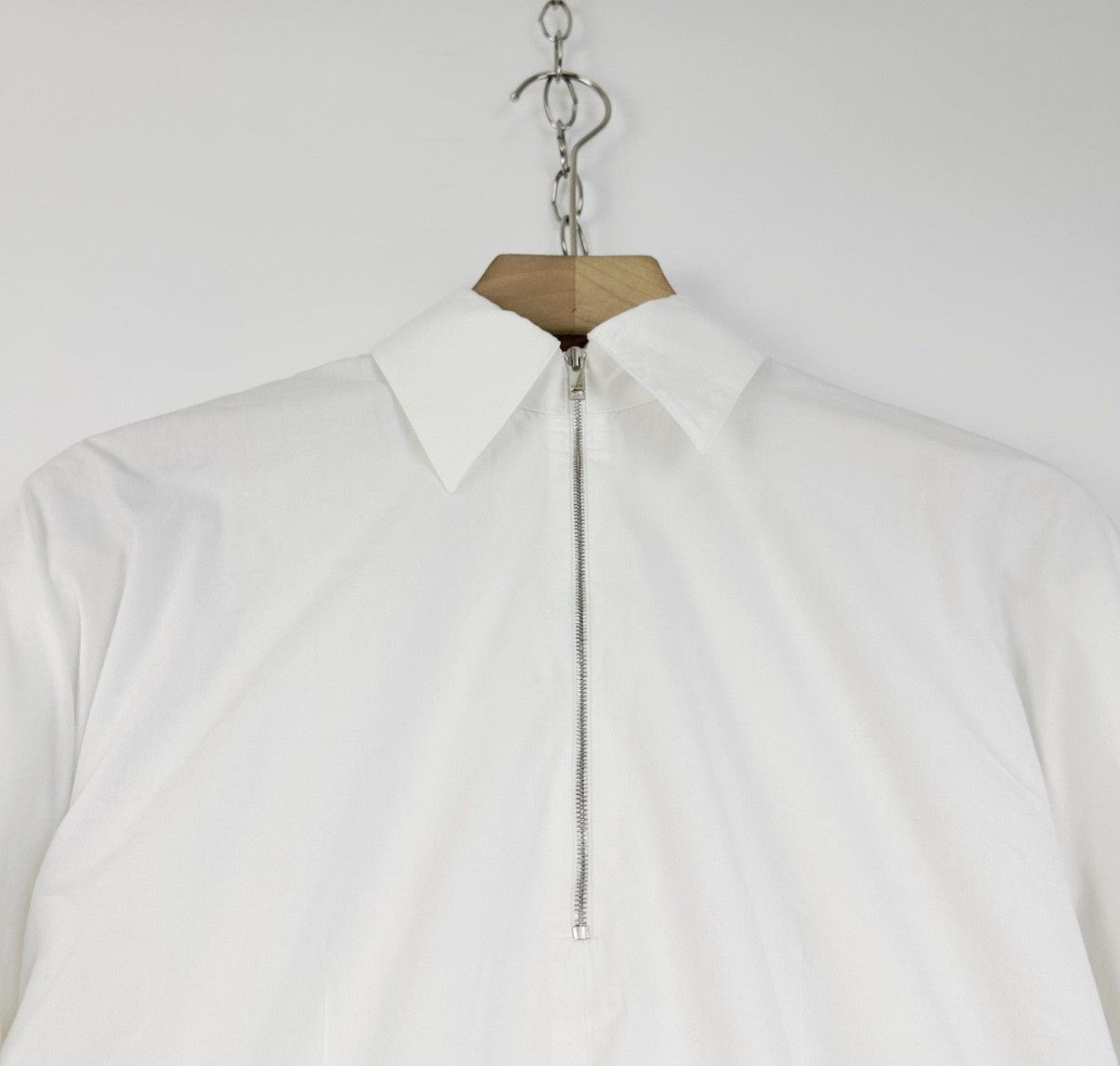 Celine Celine Women's White Stand Collar Designer Zip Shirt K12 Size XS / US 0-2 / IT 36-38 - 3 Thumbnail