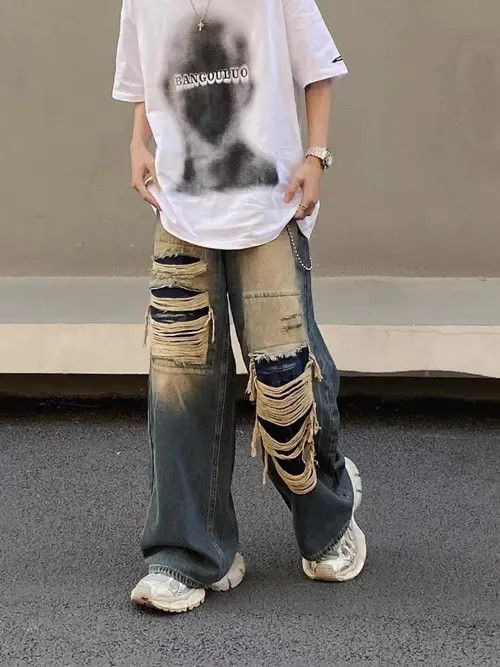 VIBE Retro ripped distressed draped jeans Size US 32 / EU 48 - 3 Thumbnail