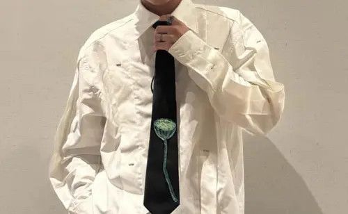 Vintage Green Lotus Tie – Retro Knot-Free Statement Piece Size ONE SIZE - 5 Thumbnail
