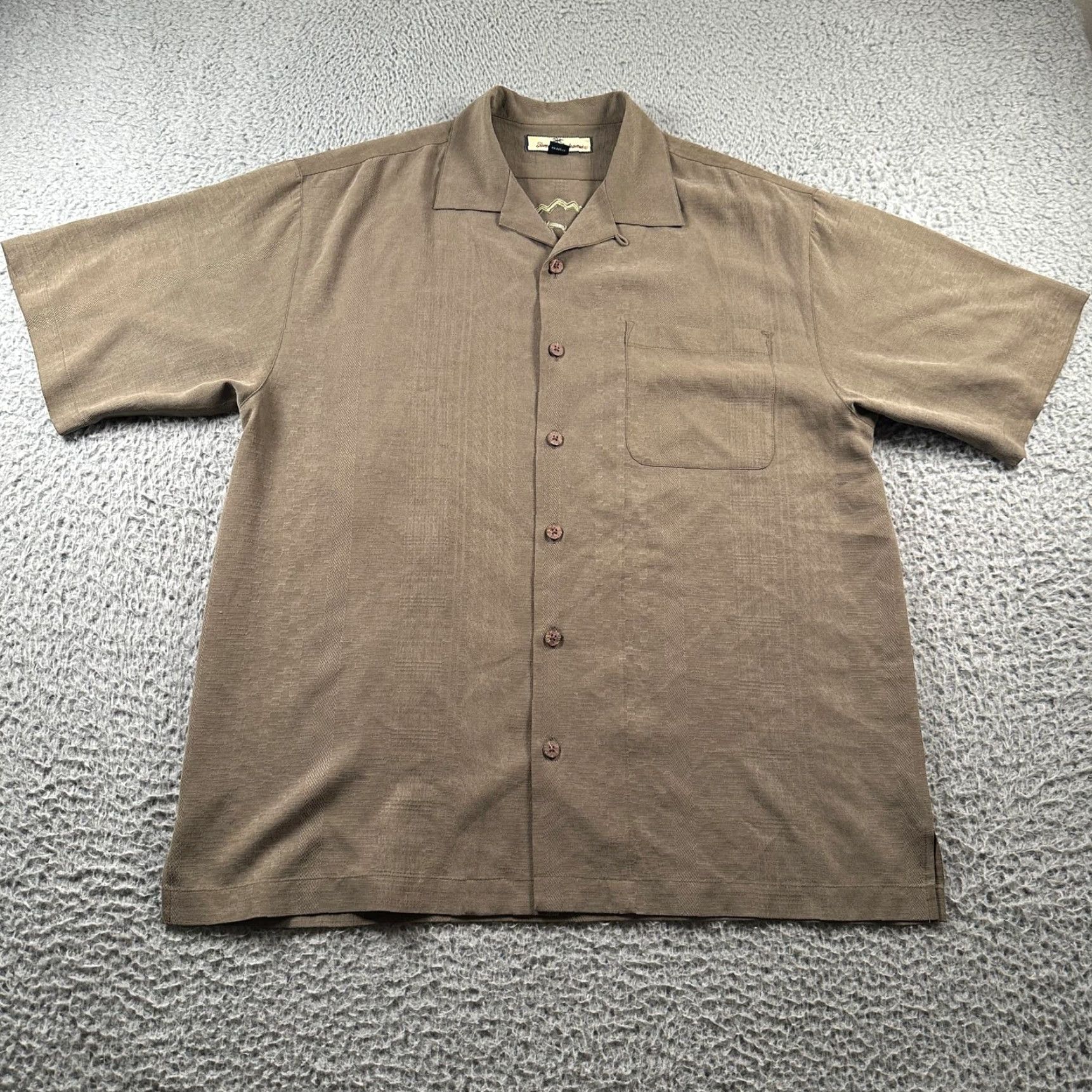 Tommy Bahama Tommy Bahama Shirt Mens M Brown Silk Embroidered Back Camp Golf Embroidered Back Button-Up Casual Shirt Size US M / EU 48-50 / 2 - 2 Thumbnail