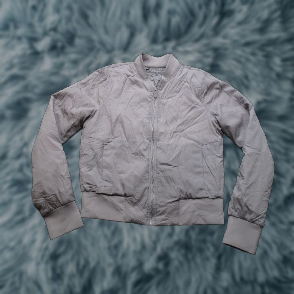 Lululemon Non Stop Bomber Jacket Womens 4 Gray Reversible Zip Front Lightweight Jacket