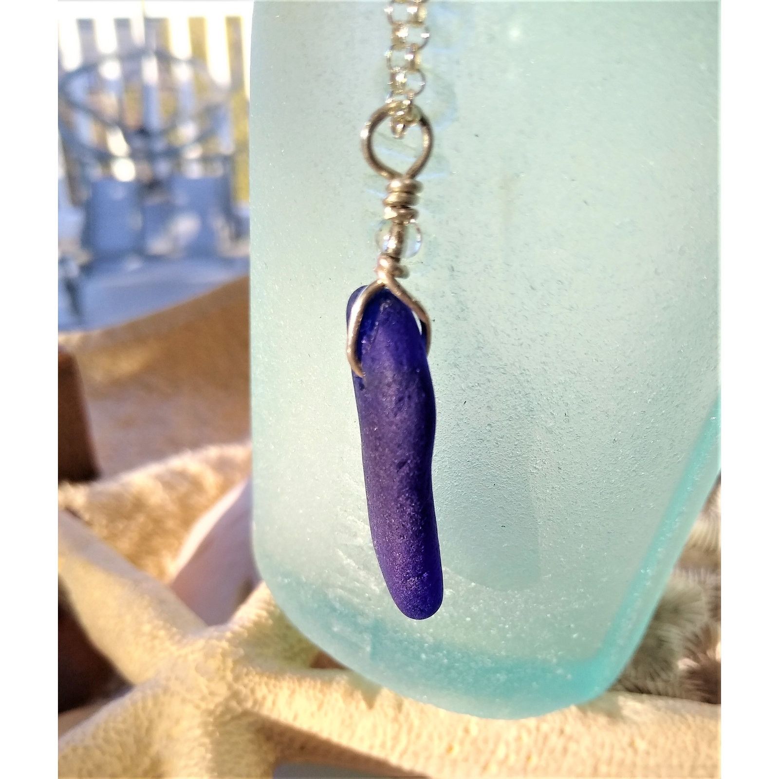Other Seaglass Blue Necklace Handmade Sterling Sea Glass Beach Size ONE SIZE - 5 Thumbnail