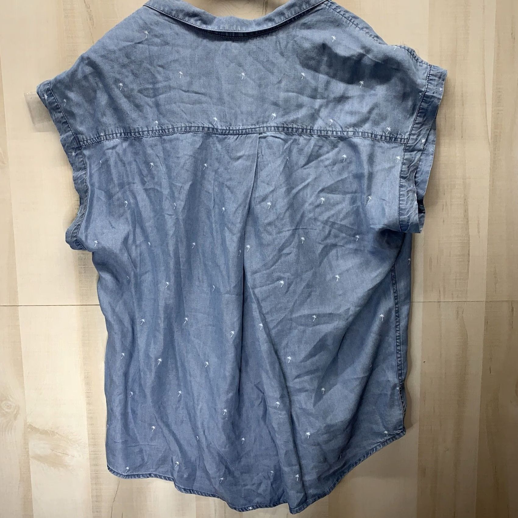 Vintage JACHS Girlfrien Denim Palm Tree Sleeveless Button-Up Shirt NWT 2XL Blue Womens Shirt Size XXL / US 16-18 / IT 52-54 - 7 Thumbnail