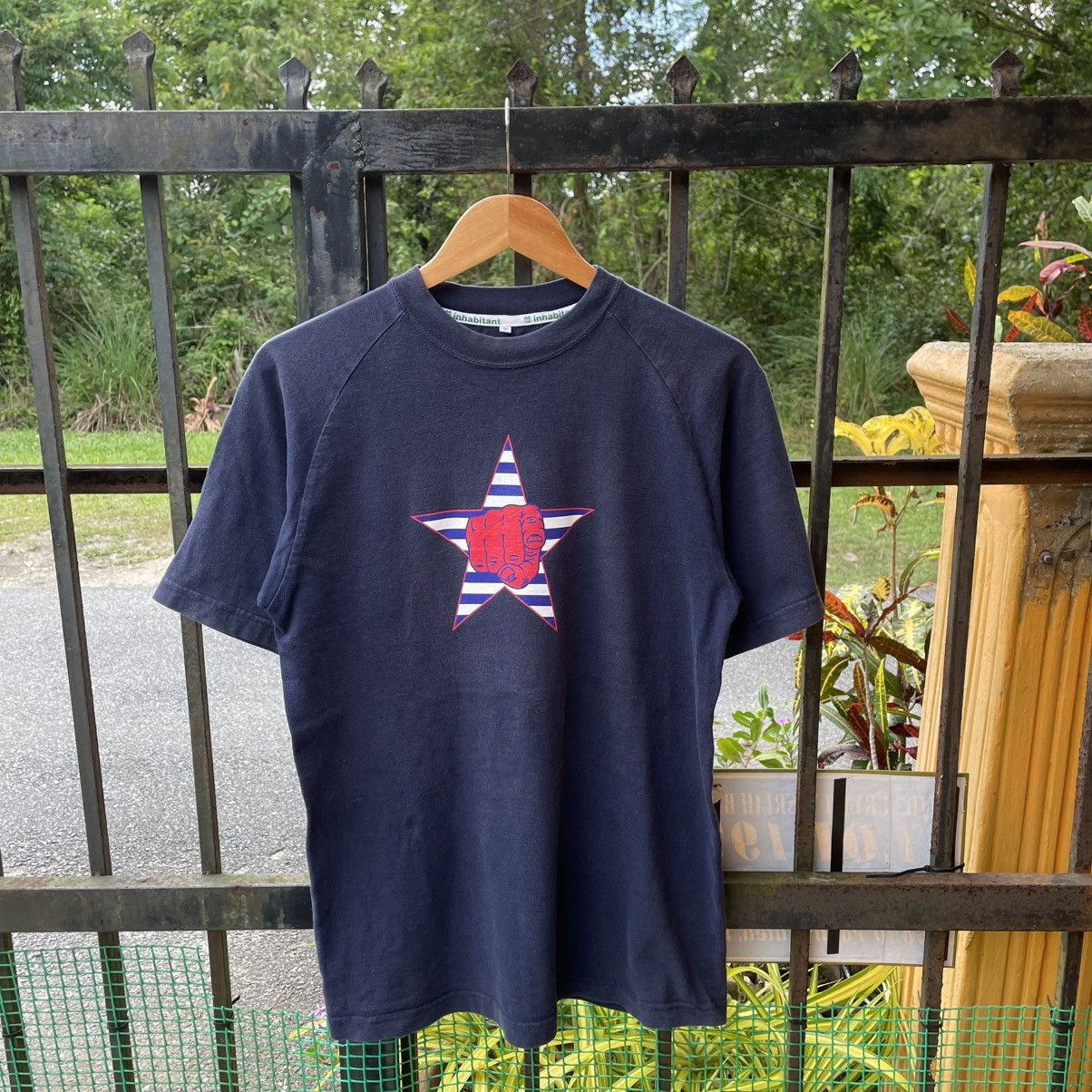 Japanese Brand × Vintage 🇯🇵Vintage Inhabitant Big Star Finger Logo Raglan Skate Tee Size US M / EU 48-50 / 2 - 1 Thumbnail