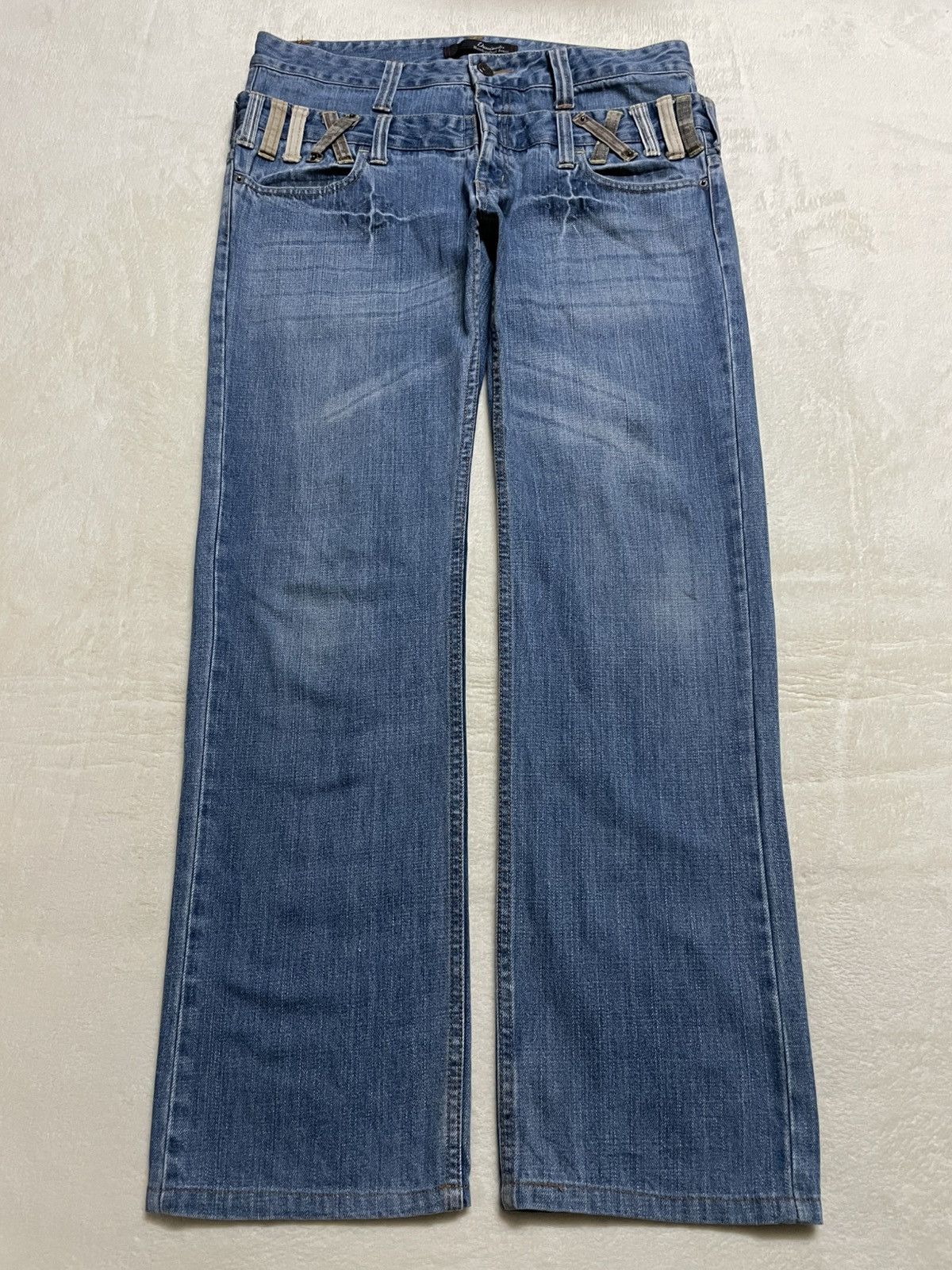 Japanese Brand Vintage Dominate Double Waist Mudwash Denim Jaens Size US 35 - 1 Thumbnail