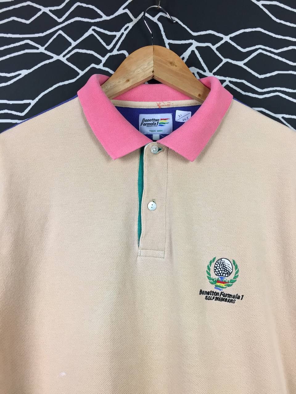 Benetton Vtg Benetton Formula 1 Golf Members Color Block Polo Tee Size US L / EU 52-54 / 3 - 3 Thumbnail
