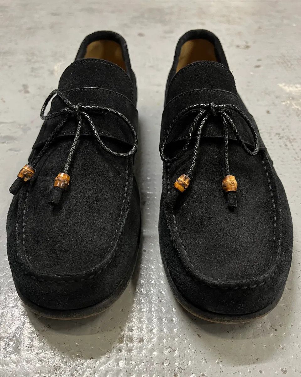 Gucci Gucci Black Suede Bow Detail Loafer Shoes Size US 8 / EU 41 - 7 Thumbnail