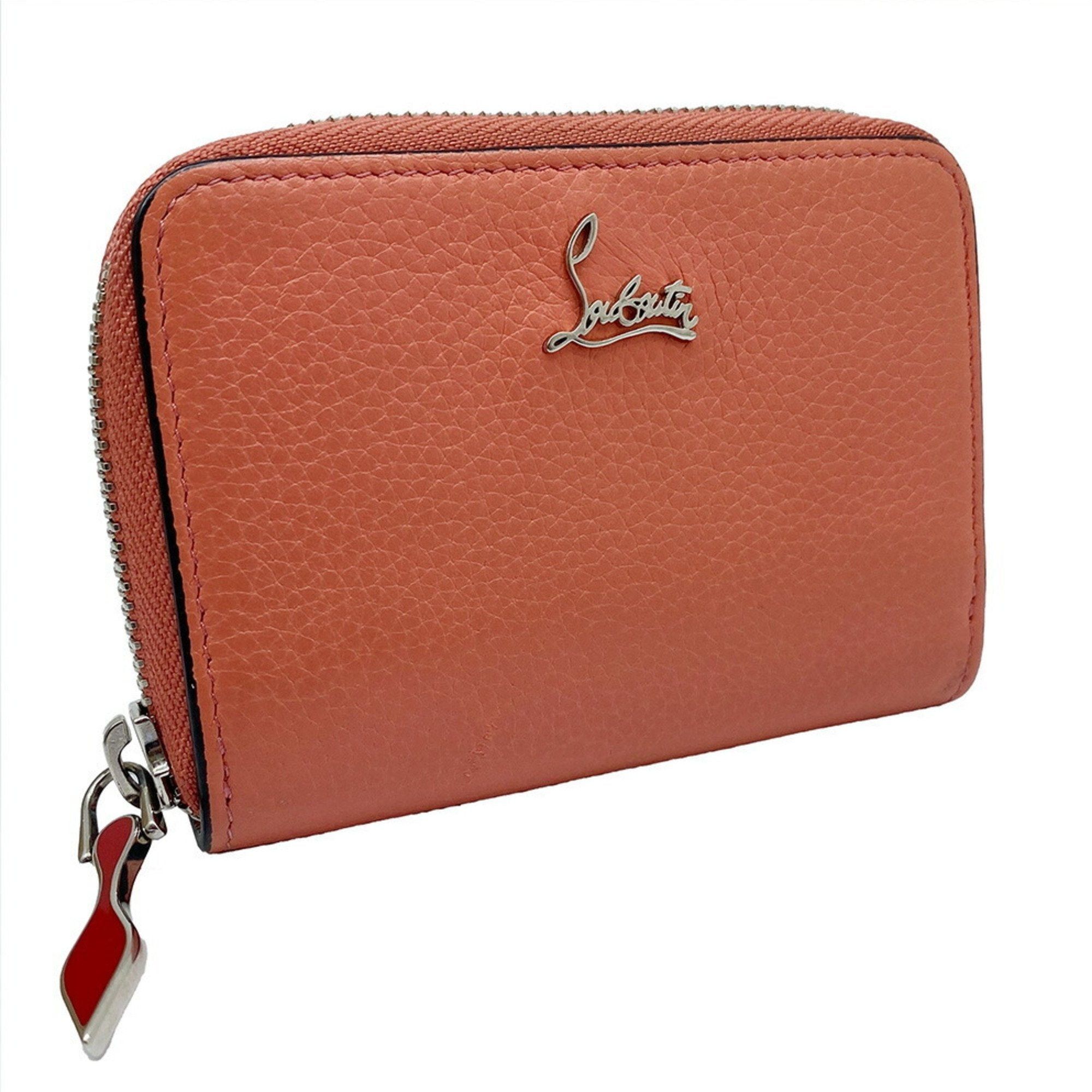 image of Vintage Christian Louboutin Panettone Coin Case Wallet Leather Pink Red Women's Box