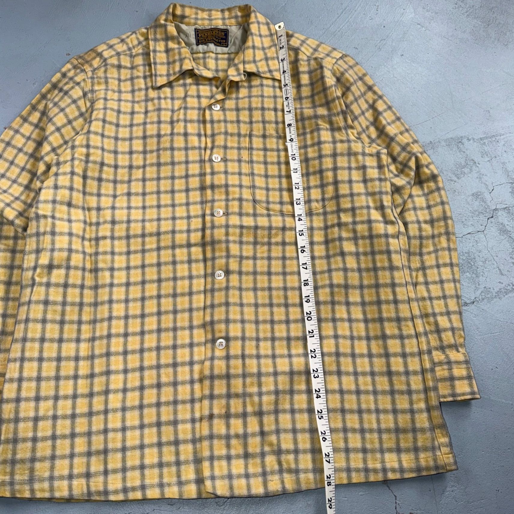 Pendleton Pendleton Shirt Vintage 1960s Board Shirt Wool Flannel Plaid Checkered Yellow Long Sleeve Button-Up Collared Casual Mens L Size US L / EU 52-54 / 3 - 5 Thumbnail
