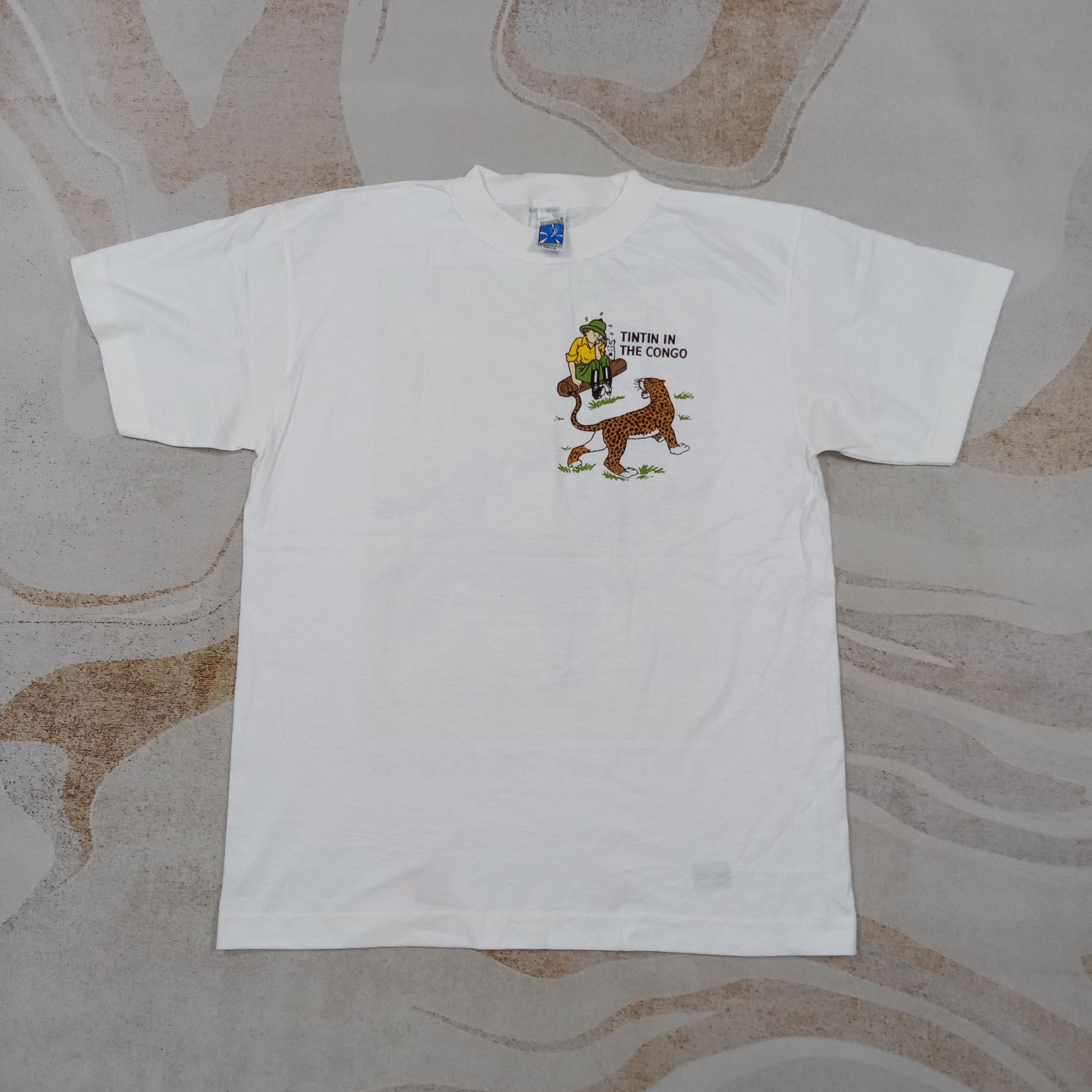 Vintage Tintin In The Congo Classic Cartoons Tshirt C276N3 Size US L / EU 52-54 / 3 - 3 Thumbnail