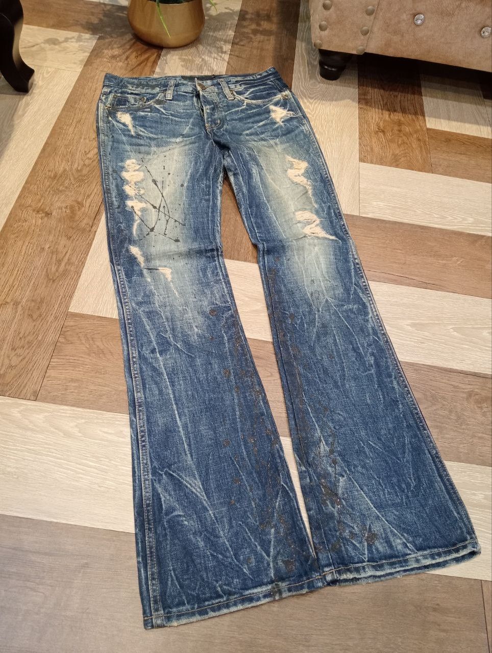 GOSTAR DE FUGA FUGA BLUE DISTRESSED FLARED DENIM PANTS Size US 30 / EU 46 - 3 Thumbnail
