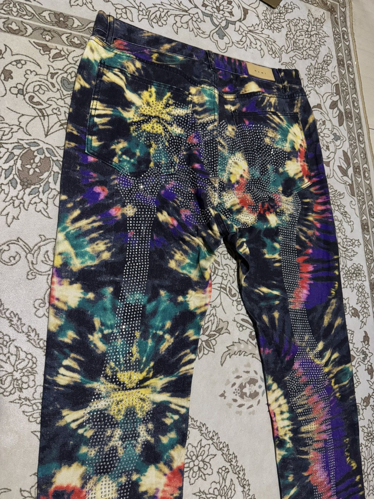 Jean Paul Gaultier Tie Die Denim Skeleton Rhinestone MNML JPG Jeans Big Size Size US 39 - 9 Thumbnail