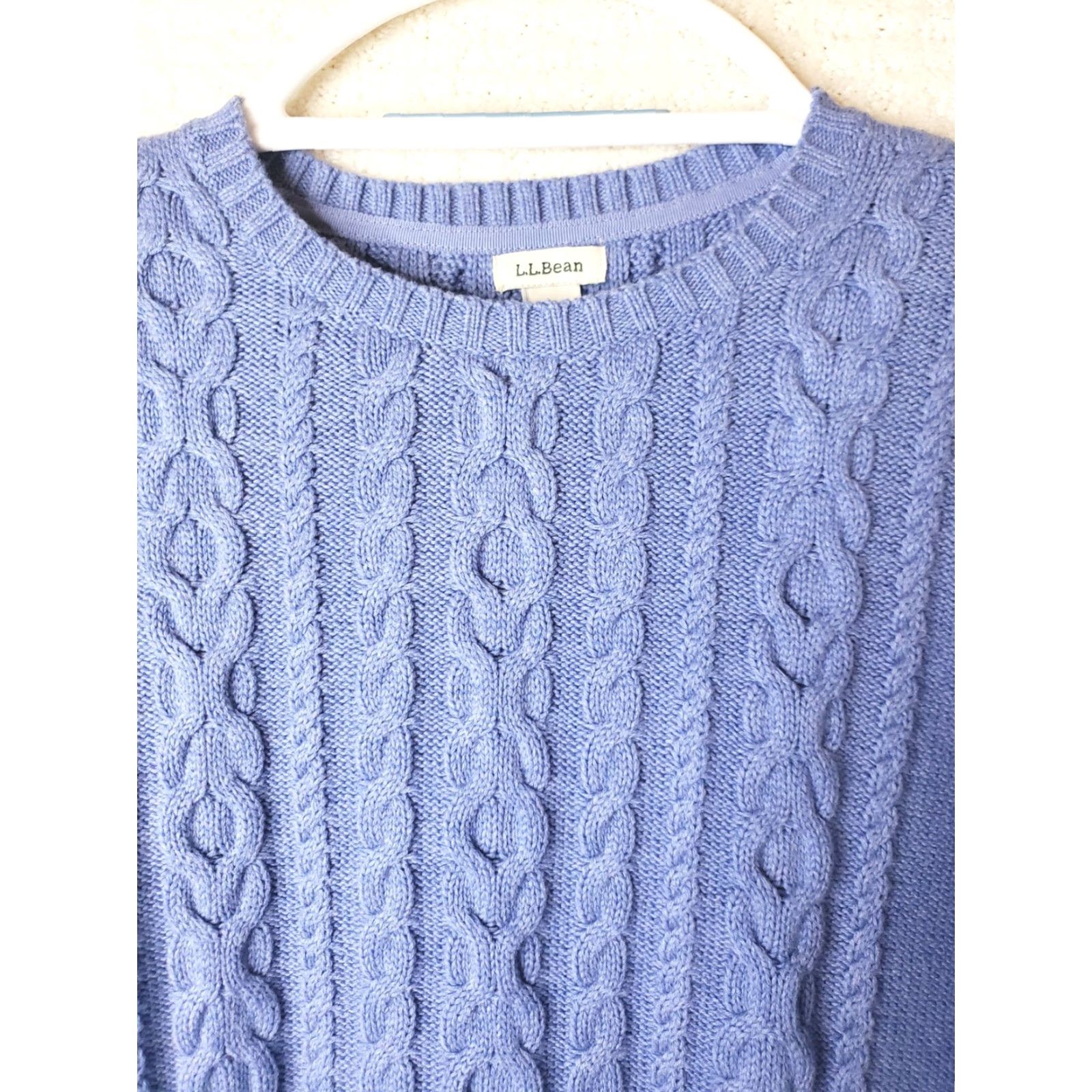 Vintage L.L. Bean Sweater Womens Medium Blue Cable Knit Crew Neck Pullover Casual Cotton Size M / US 6-8 / IT 42-44 - 4 Thumbnail