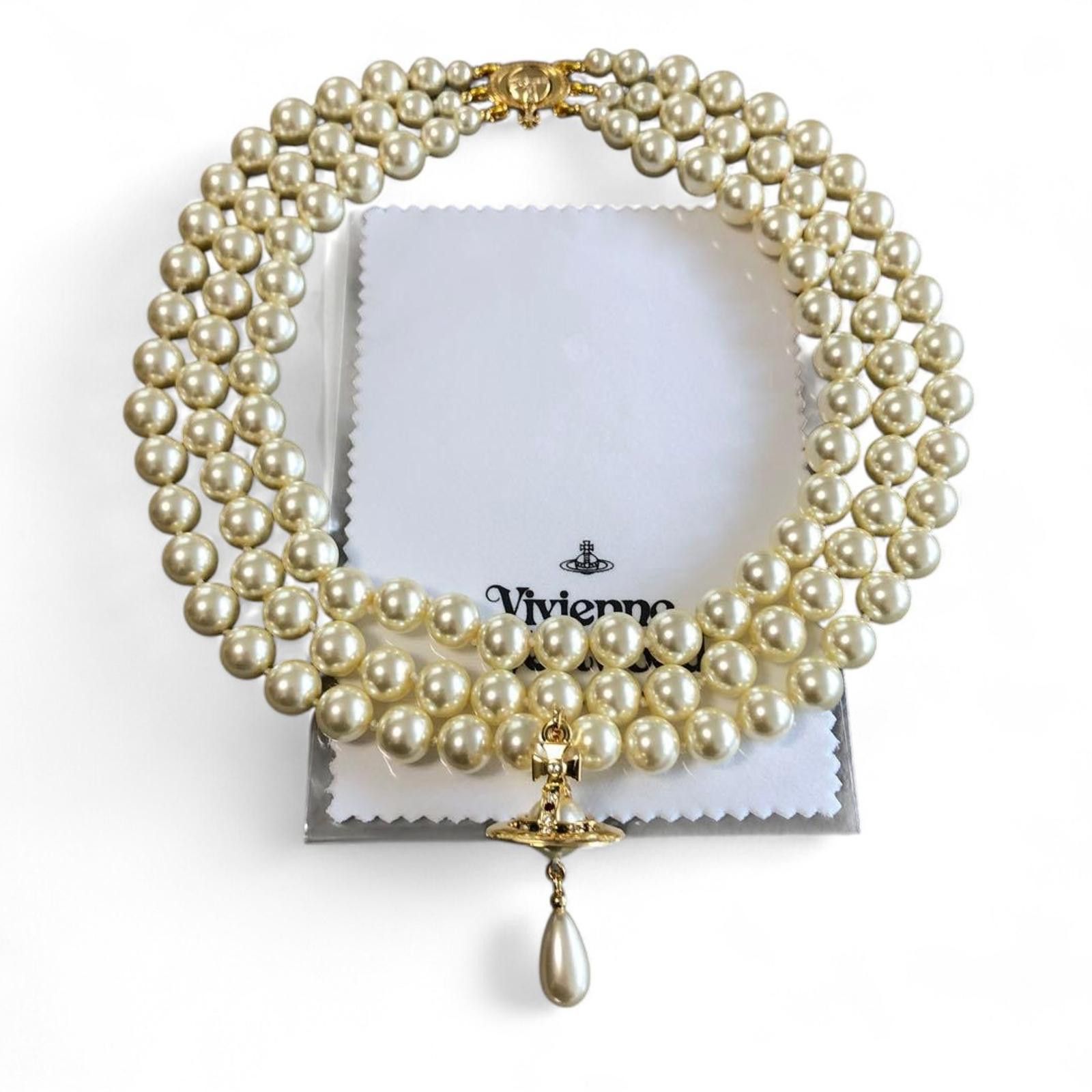 Vivienne Westwood Vivienne Westwood - Triple Strand Pearl Necklace Orb Size ONE SIZE - 8 Thumbnail