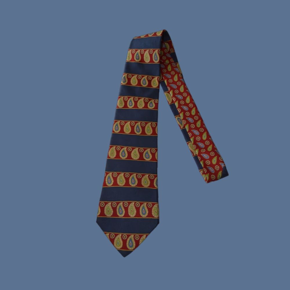 Tommy Hilfiger Tommy Hilfiger Necktie Men 100% Silk Blue Stripe Paisley Made In USA Vintage No Size ONE SIZE - 1 Thumbnail
