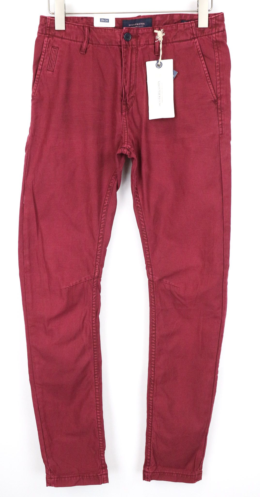 Scotch & Soda THEON W29/L34 Burgundy Slim Chino Trousers 74864 Size US 29 - 1 Thumbnail