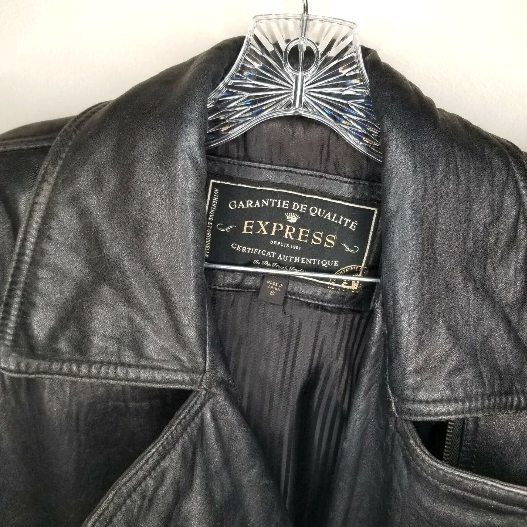 Express VINTAGE Express Leather Biker Jacket Mens Black Full Zip Small Size US S / EU 44-46 / 1 - 4 Thumbnail