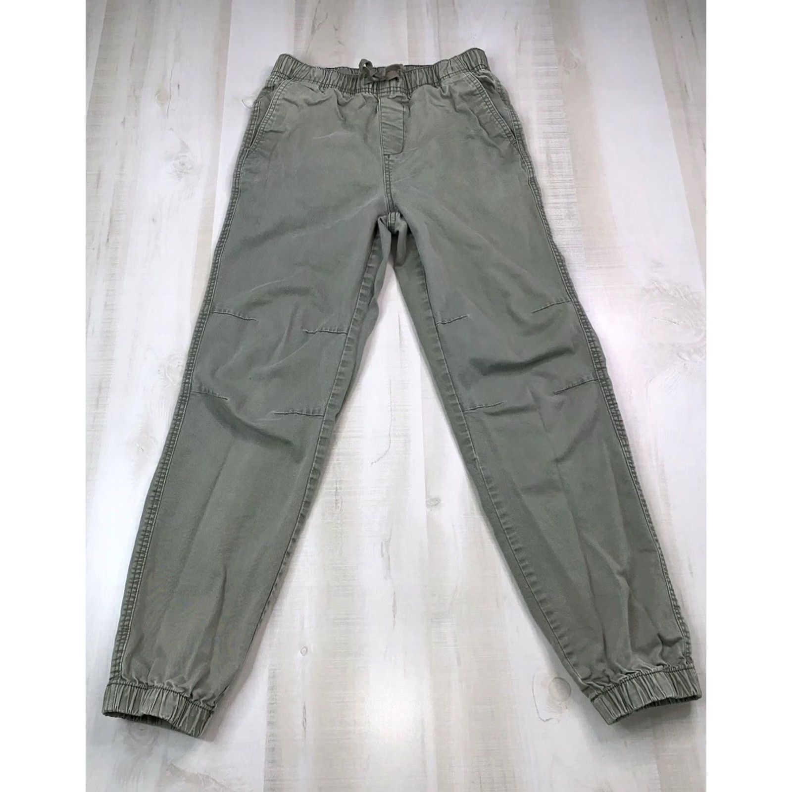 Vintage No Boundaries Faded Green Canvas Slim Fit Drawstring Pull On Joggers XS Mens Joggers XS Green Solid Outdoor Activewear Size US 27 - 2 Thumbnail