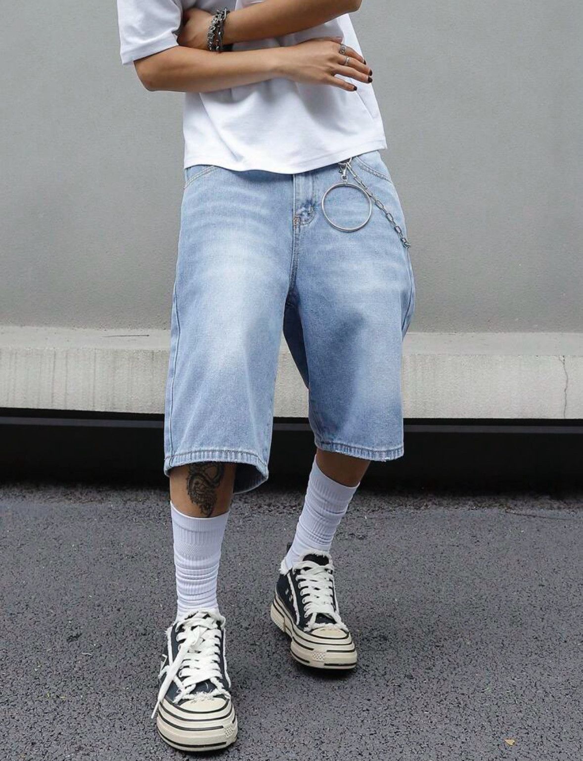 Short Jeans Homme Baggy Denim Shorts, Washed Indigo U2013 Butter