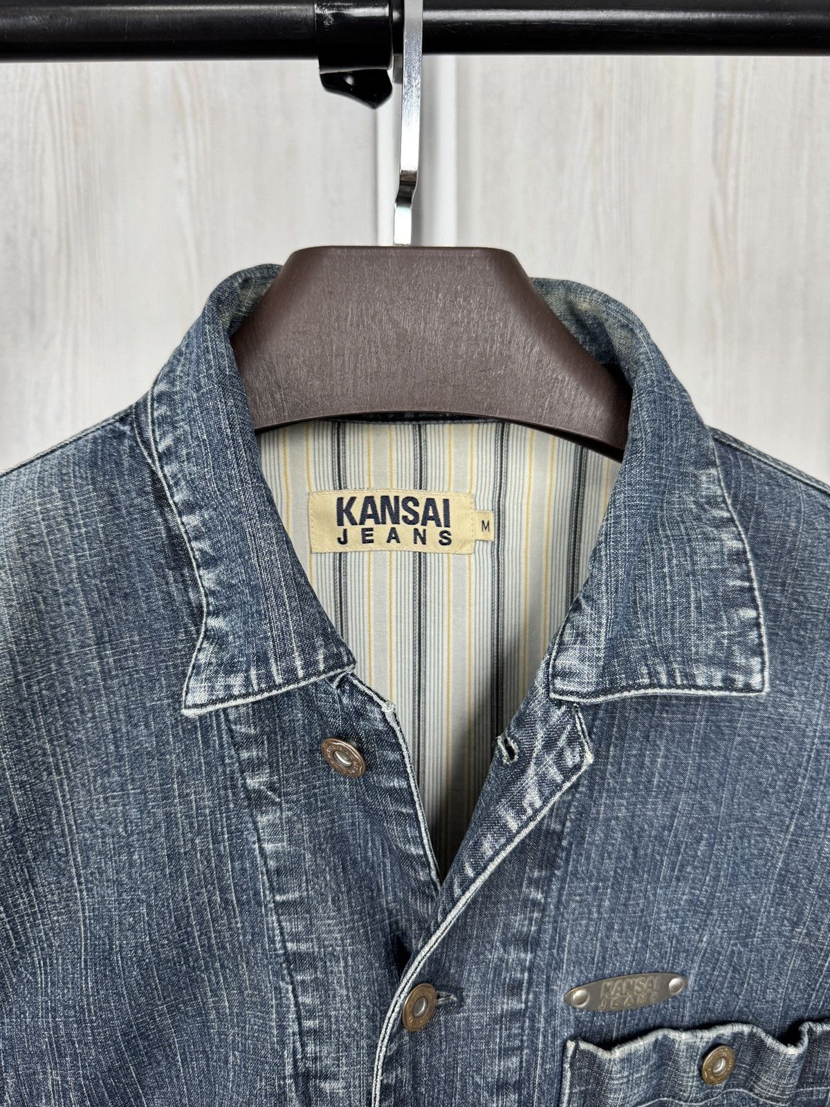 Japanese Brand VINTAGE CHORE DENIM WORK JACKET KANSAI JEANS CHECK LINING Size US M / EU 48-50 / 2 - 5 Thumbnail