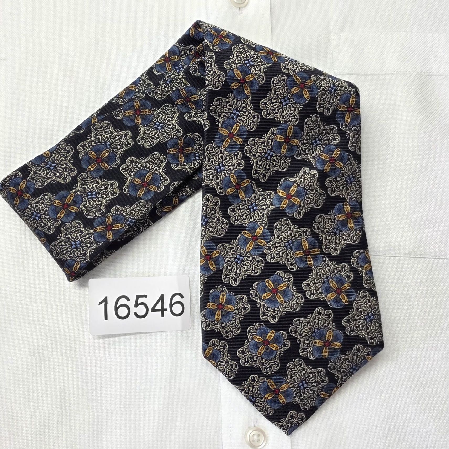 Robert Talbott Robert Talbott Necktie Geometric Blue 100% Silk Designer Best of Class USA Tie Men 56" x 3.75" Classical Ribbed Abstract Preppy Colorful Dad Mens Size ONE SIZE - 6 Thumbnail