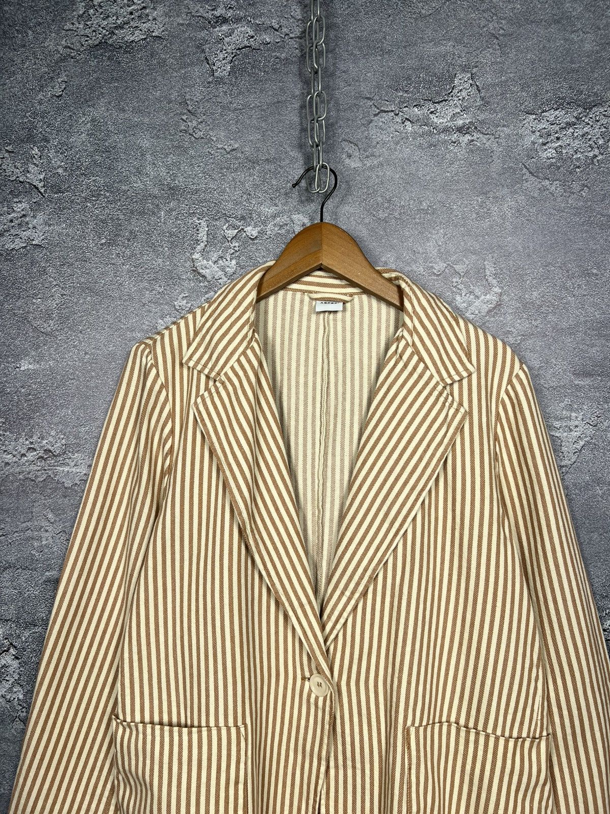 Aspesi Aspesi One Button Striped Cotton Blazer Jacket Size US M / EU 48-50 / 2 - 2 Thumbnail