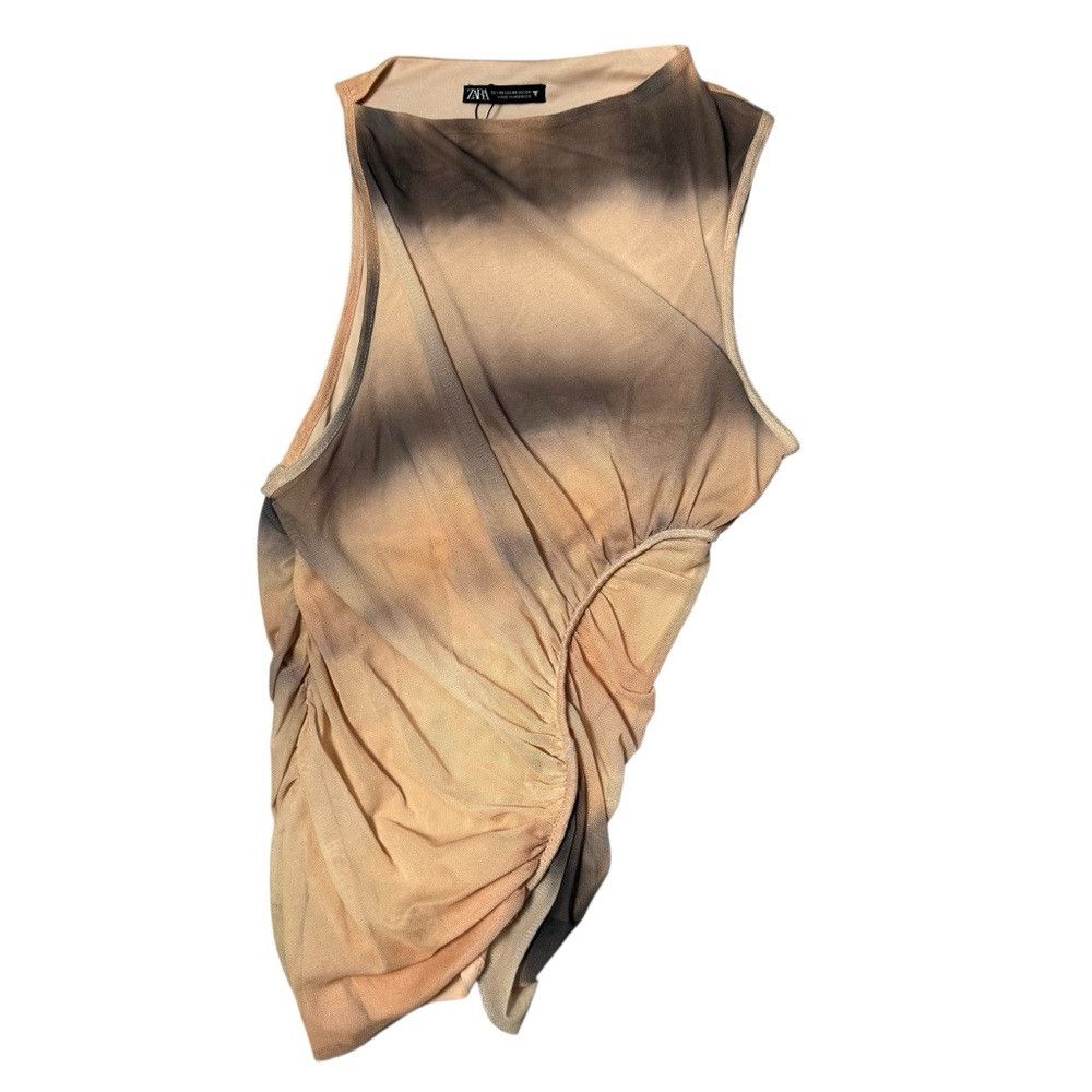 Zara New ZARA Sleeveless Asymmetrical Ruched Mesh Top Size XS Size XS / US 0-2 / IT 36-38 - 6 Thumbnail