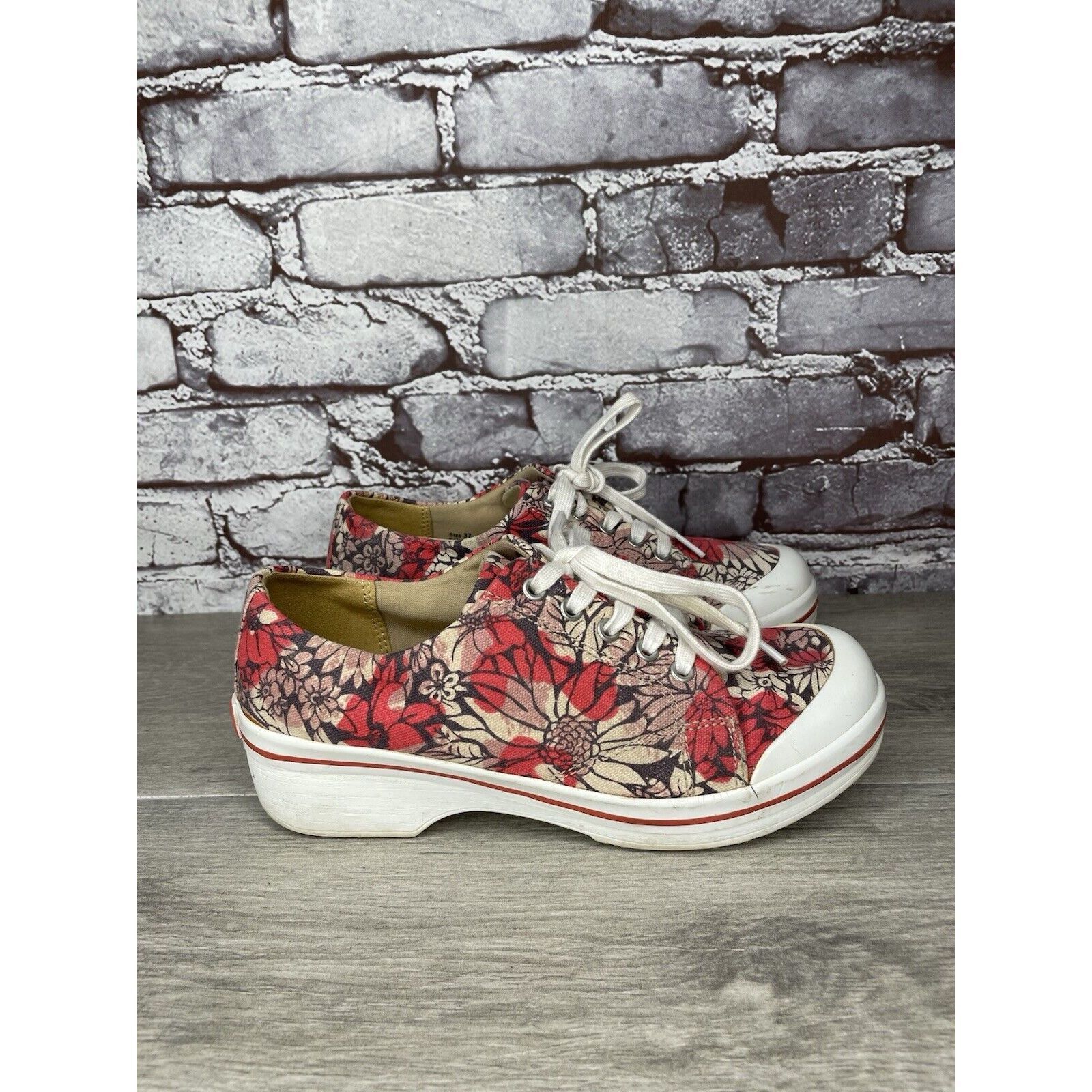 Other Dansko Veda Vegan Red Floral Lace Up Sneaker Clogs Shoes Wom Size US 6.5 / IT 36.5 - 23 Thumbnail