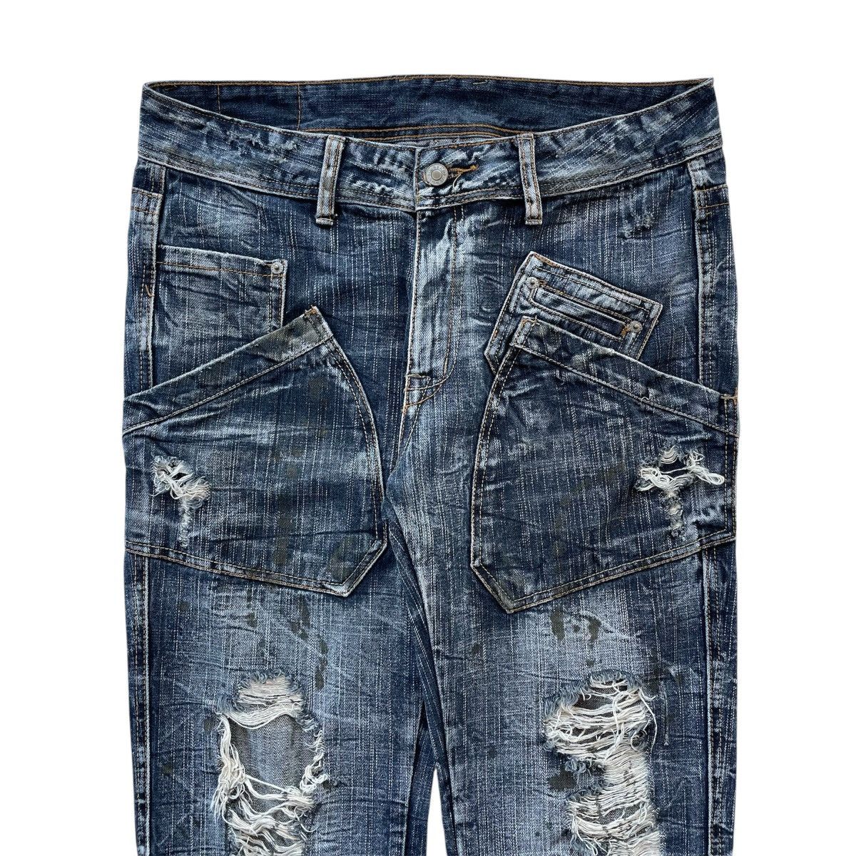 Who Decides War 2000s Solberry - Washed Distressed Unique Multipocket Jeans Size US 33 - 3 Thumbnail