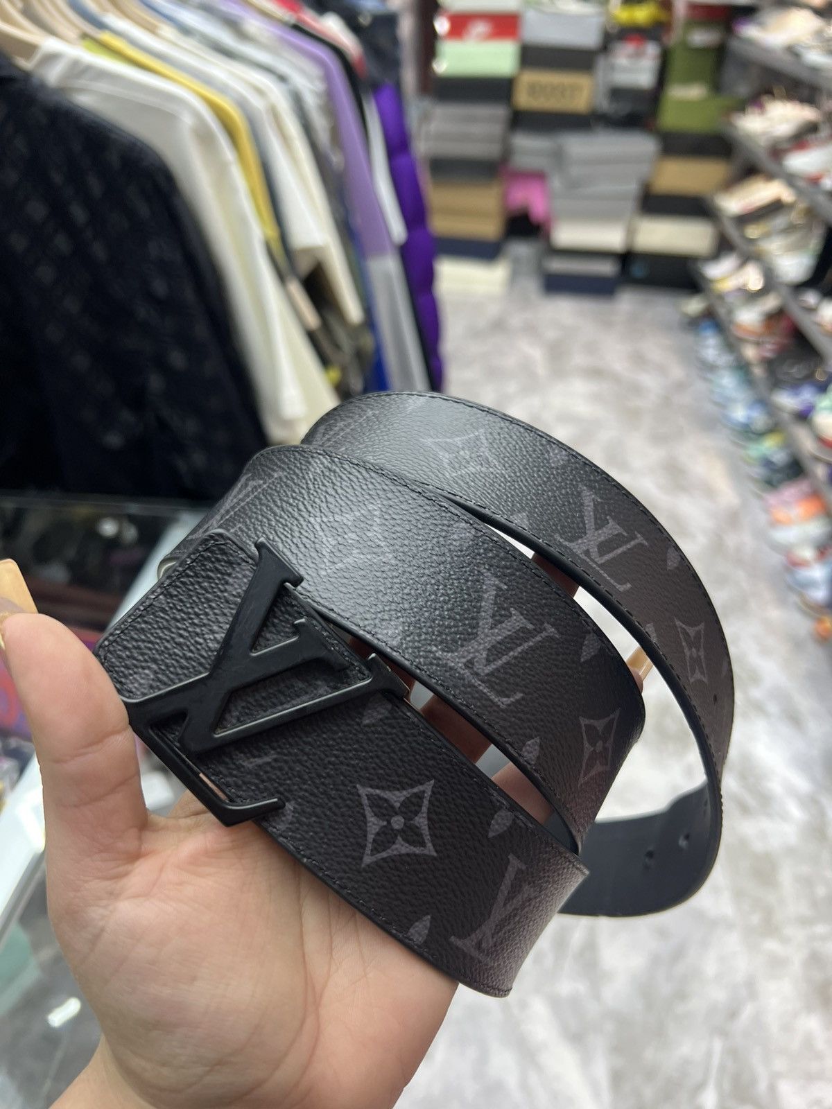 Louis Vuitton Louis Vuitton Matte Black Belt Monogram Eclipse Canvas Size 40 - 2 Thumbnail