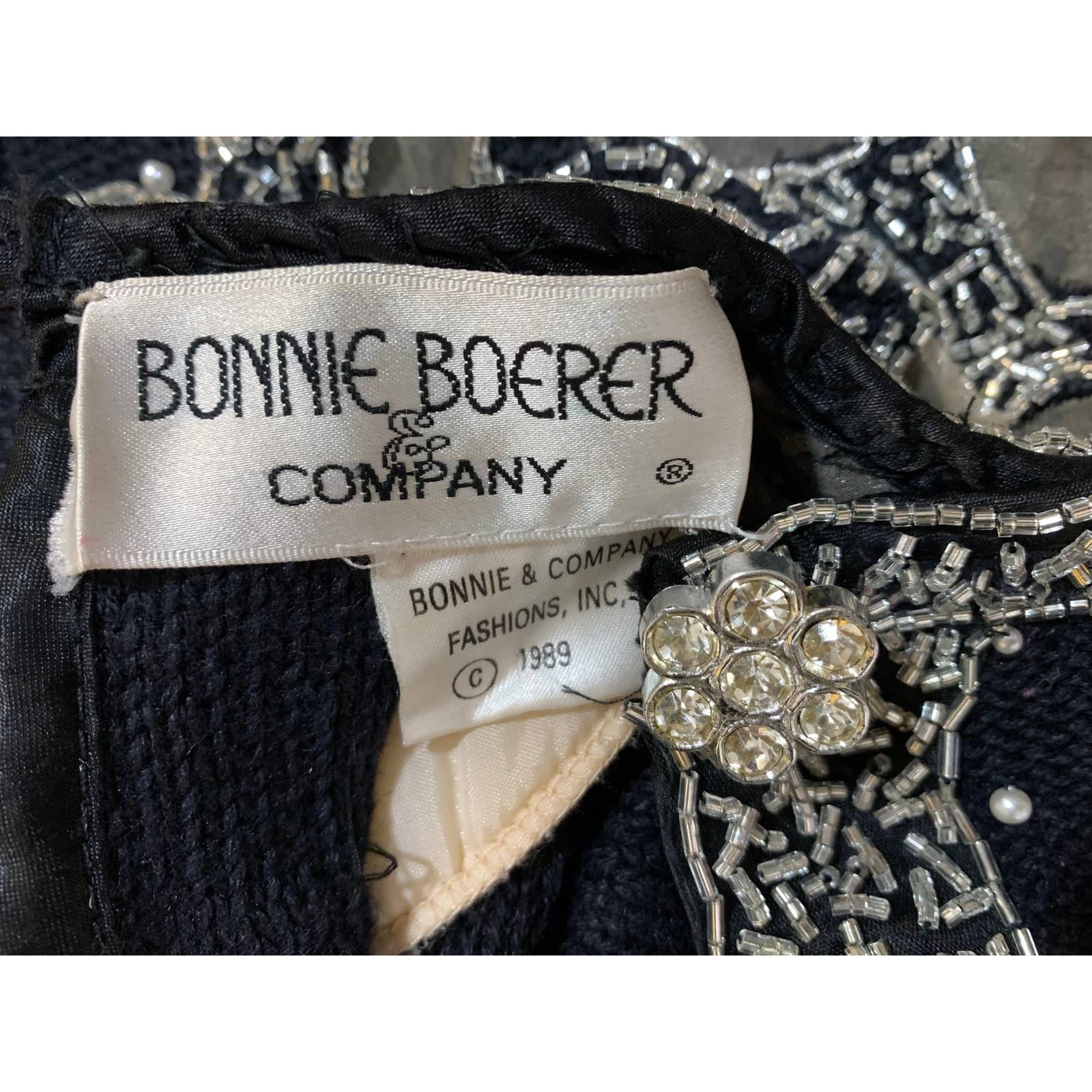 Vintage 80s Black Beaded Trophy Sweater w Pearls 1989 | S/M Size M / US 6-8 / IT 42-44 - 8 Thumbnail