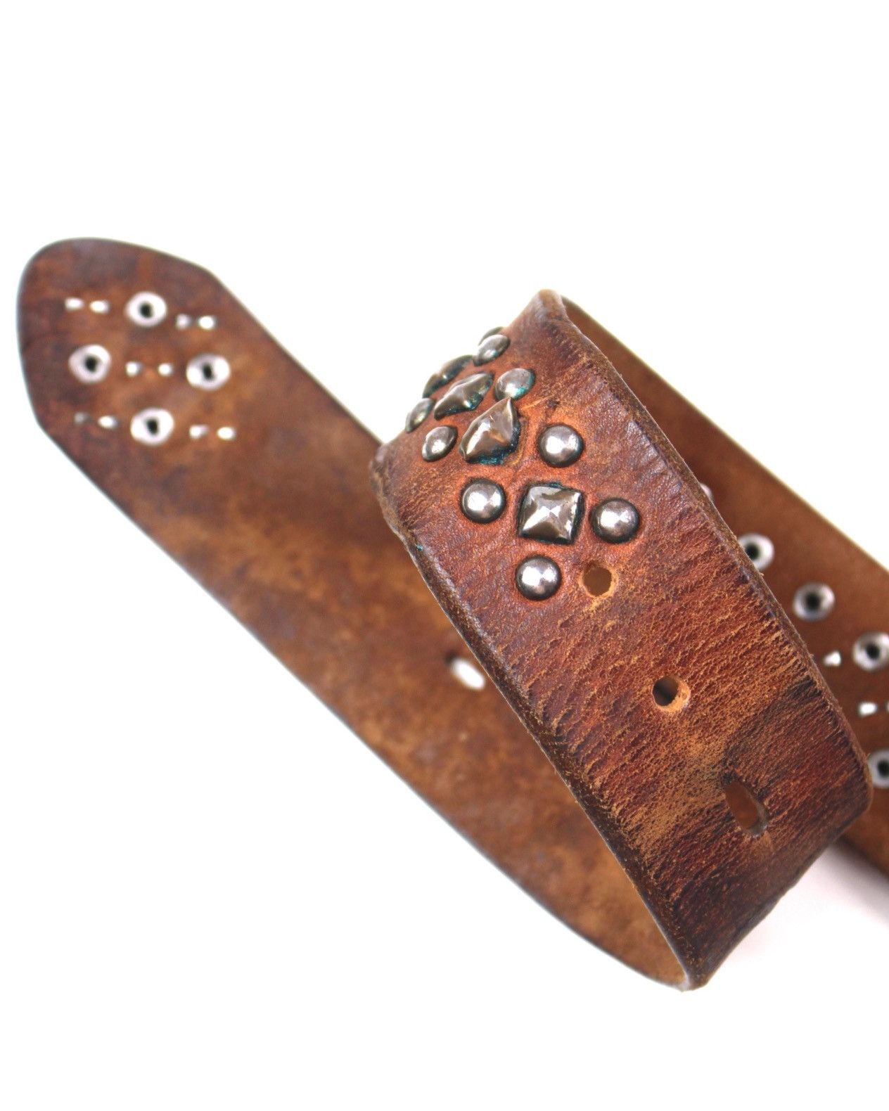 Hysteric Glamour 2000S JAPANESE MADE RUGGED ANTIQUE-BRASS BUCKLE STUDDED BELT Size ONE SIZE - 4 Thumbnail