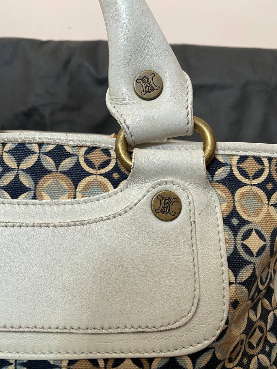 Celine 🔥 Celine Tote Bag Hand Ladies Boogie Navy Beige White Canvas Size ONE SIZE - 3 Thumbnail