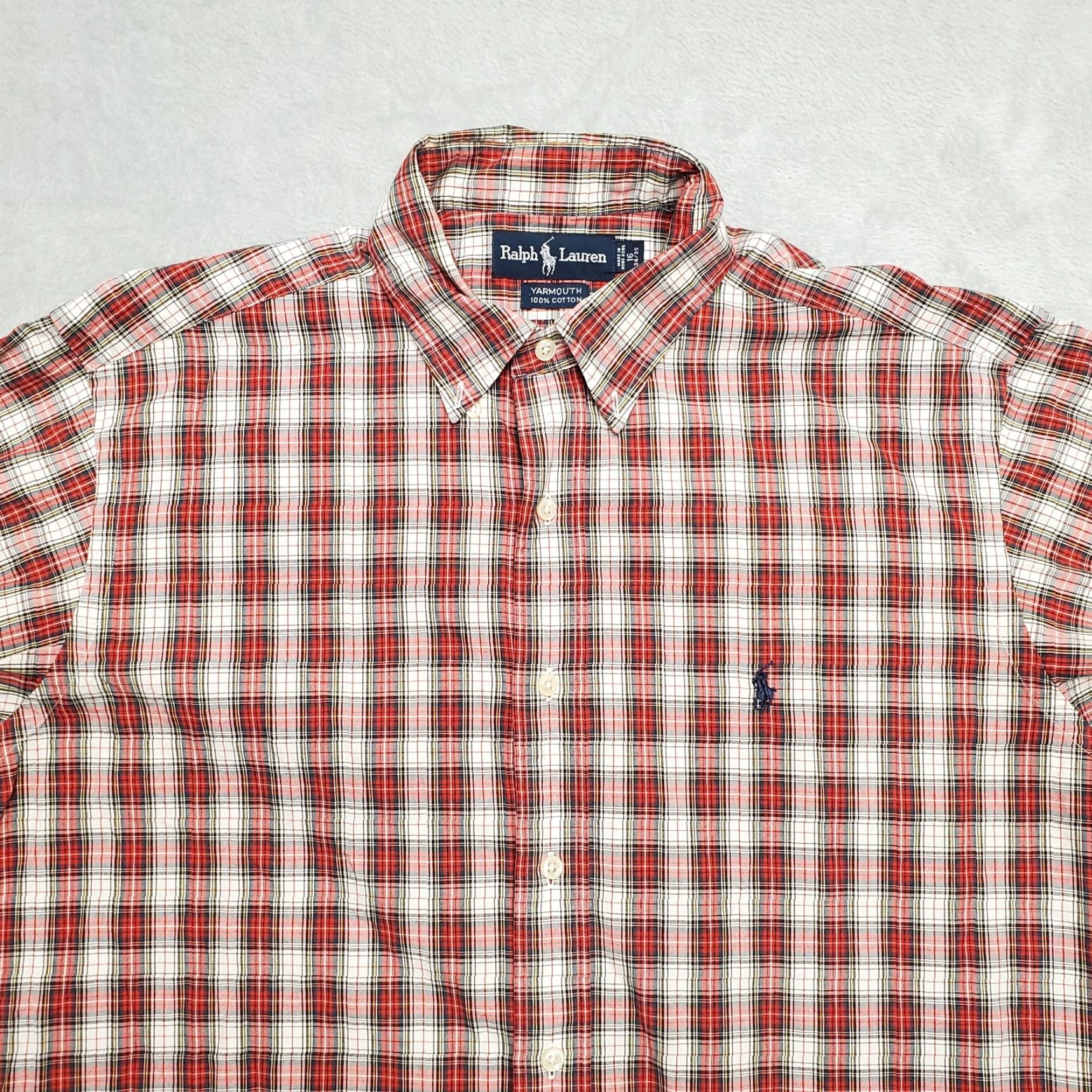 Polo Ralph Lauren VTG Ralph Lauren Shirt Mens 16 Red Plaid Yarmouth 100% Cotton Long Sleeve Button Up Shirt Mens Red Plaid Size US S / EU 44-46 / 1 - 2 Thumbnail