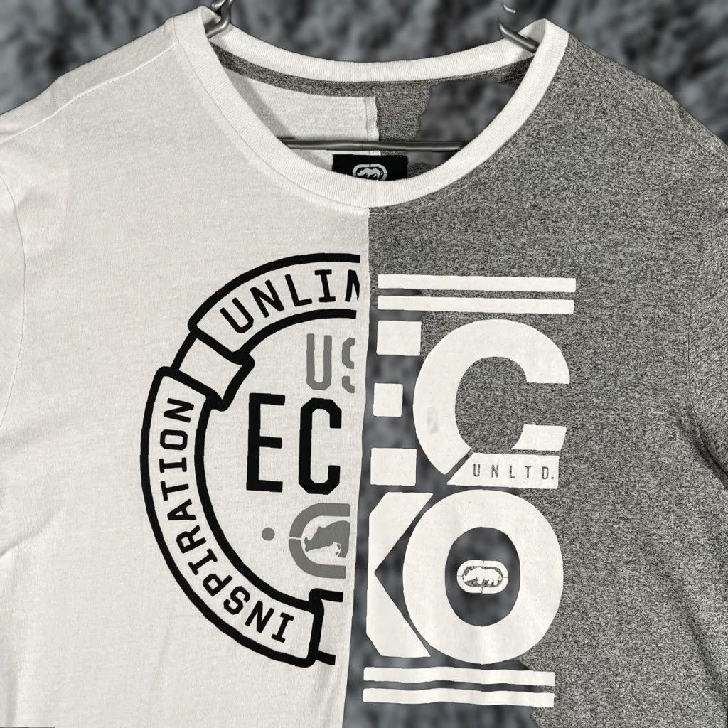 Ecko Unltd. VINTAGE Ecko Unltd Shirt Mens L White Gray Two Tone Logo Graphic Streetwear Tee Size US L / EU 52-54 / 3 - 1 Thumbnail