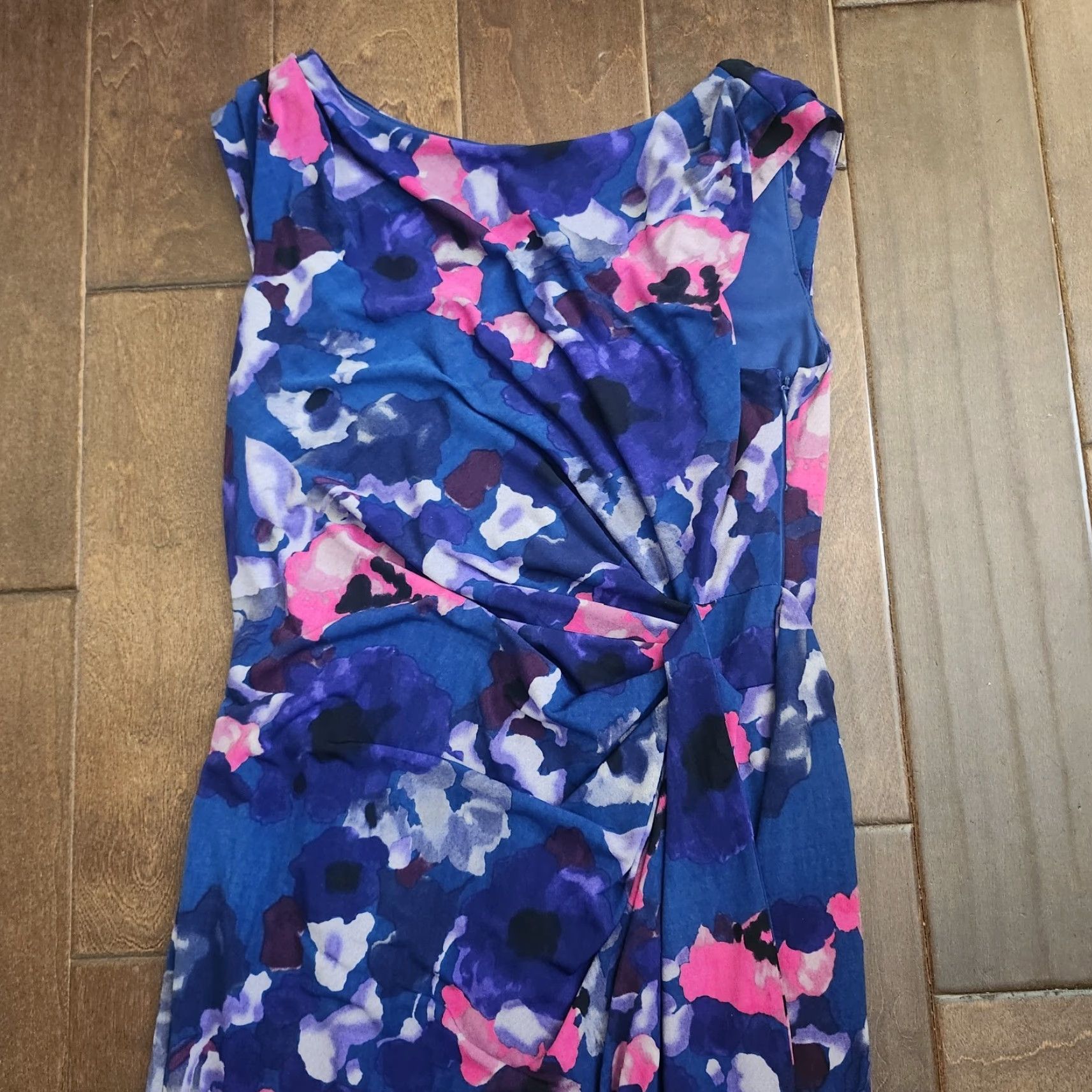 Vintage Coast Womens Floral Sheath Dress Sleeveless Pink Blue Size 8 Cocktail Party Knee Length Size M / US 6-8 / IT 42-44 - 4 Thumbnail