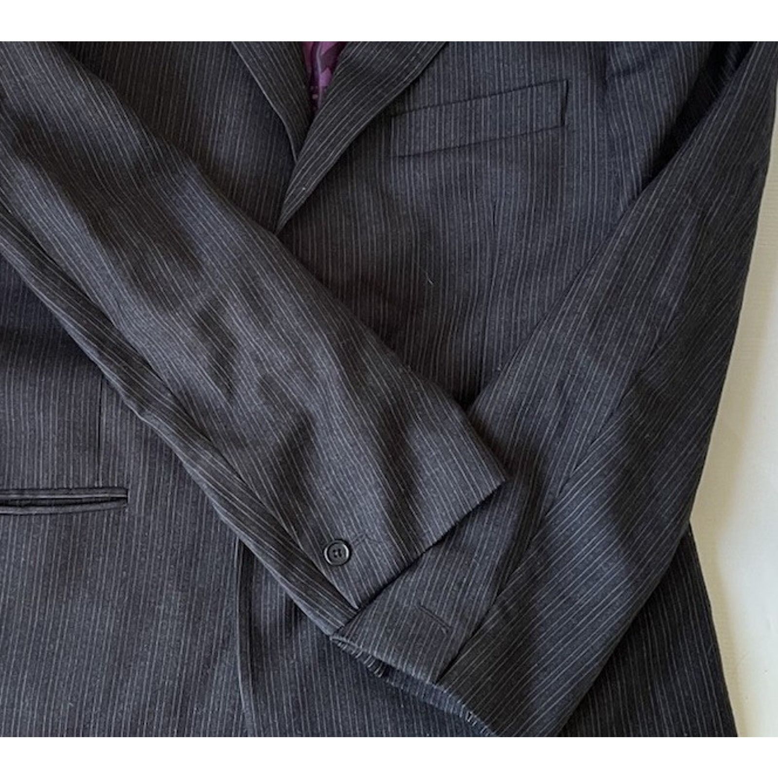 Ted Baker Ted Baker Mens Black Stripe Sport Coat 40R Italy 100% Wool Size 40R - 6 Thumbnail