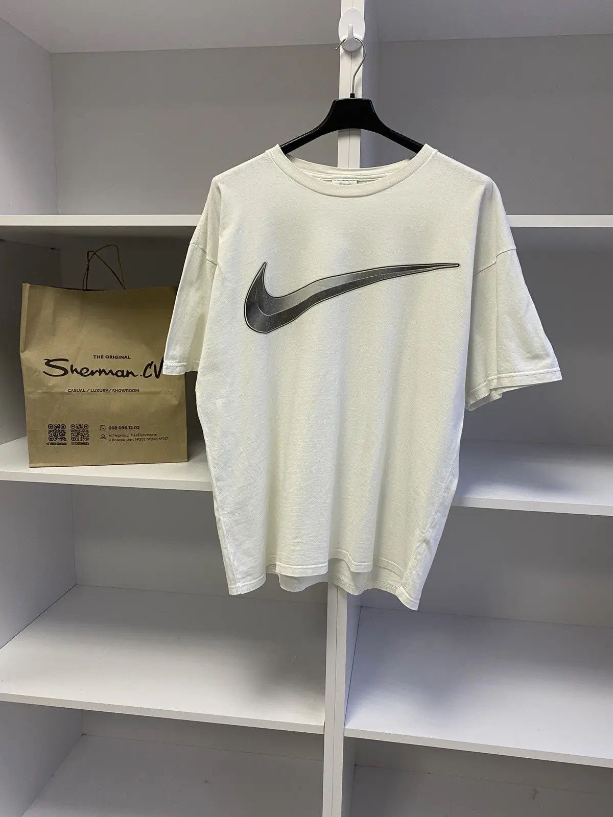 Nike × Vintage Vintage Nike Made in USA Big Swoosh Logo Tee 90s Size US XL / EU 56 / 4 - 2 Thumbnail
