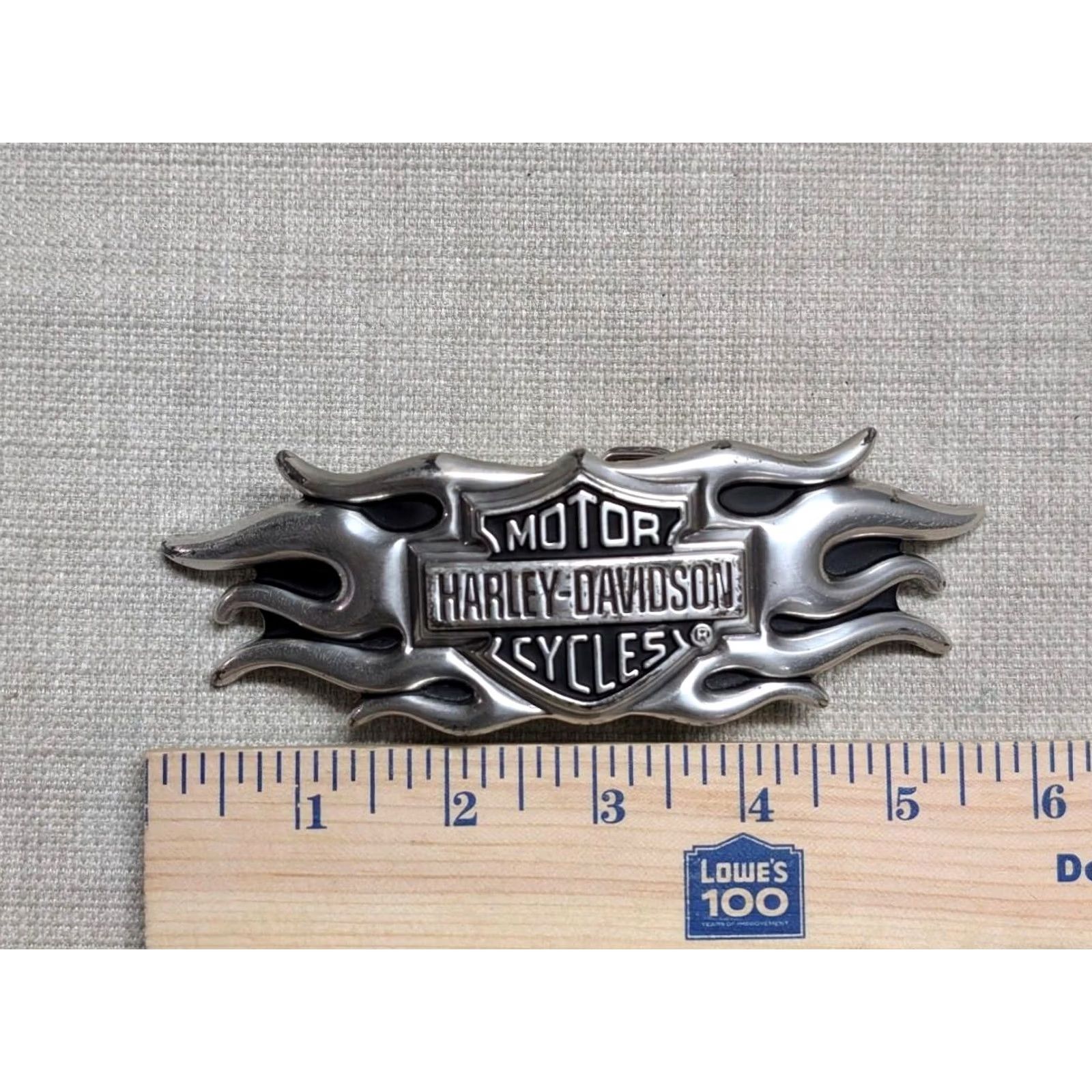 Harley Davidson VINTAGE Harley-Davidson belt buckle FLAMES chrome metal western men Size ONE SIZE - 5 Thumbnail