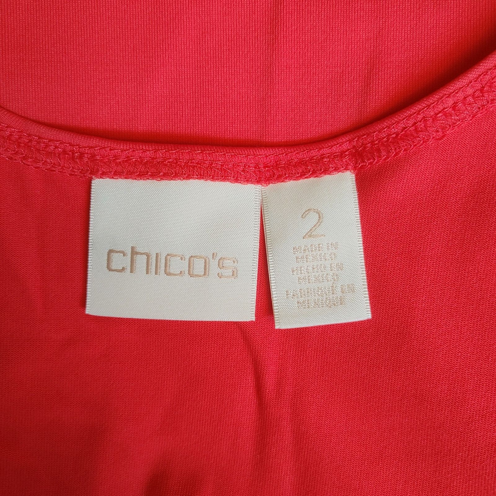 Chicos Chico's Women's 2 Red Round Neck Sleeveless Tank Top Size M / US 6-8 / IT 42-44 - 3 Thumbnail