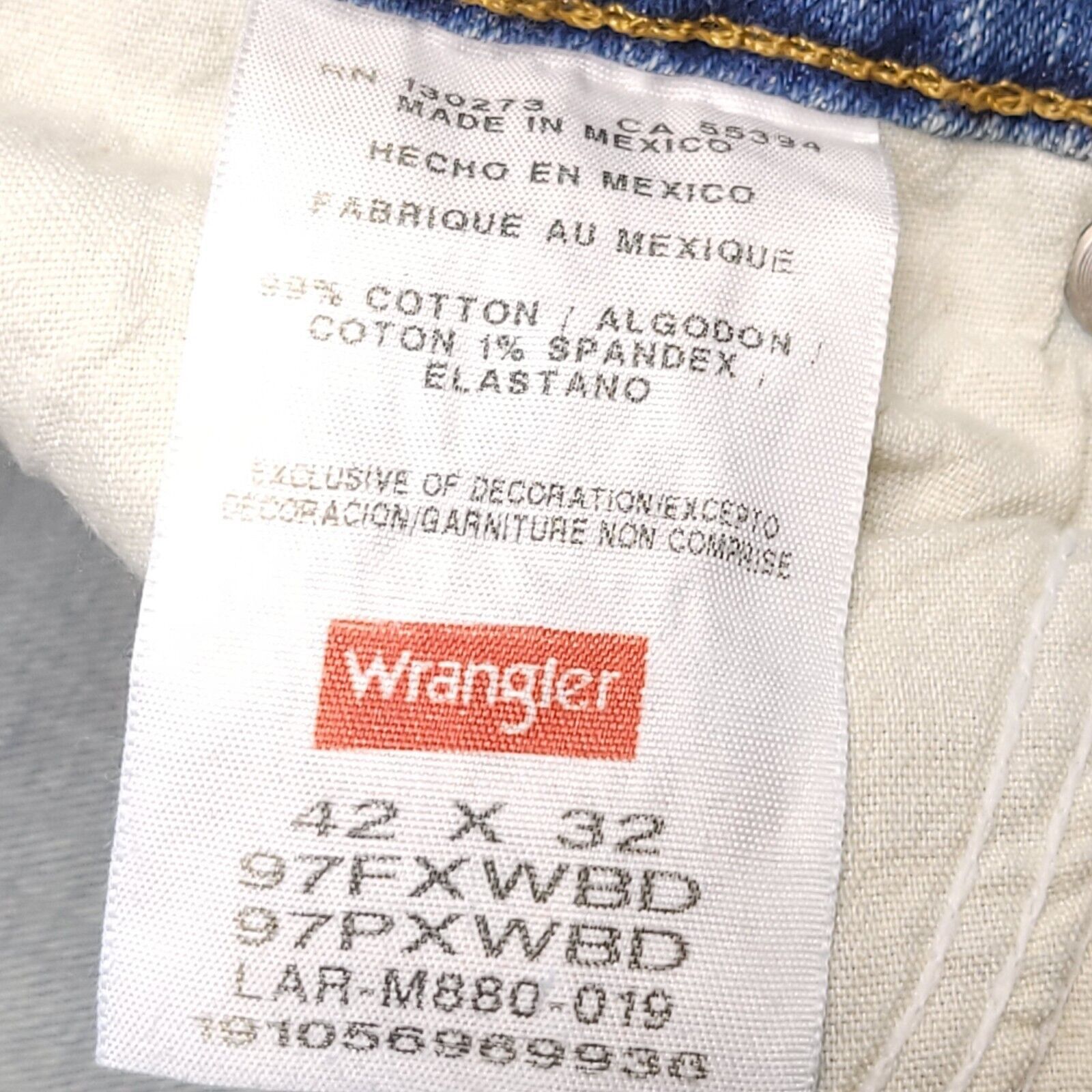 Wrangler Wrangler Casual Button Zip Denim Jeans Mens Size 42x32 Blue Size US 42 / EU 58 - 3 Thumbnail