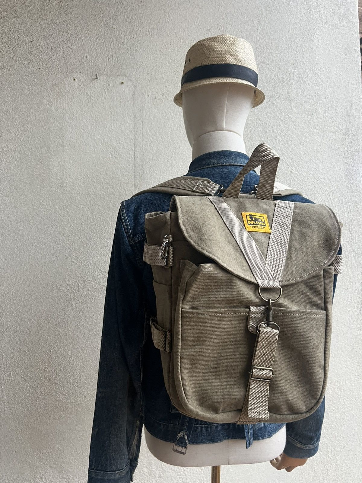 Vintage Van Nuys Japan Discolouration Cotton Canvas Backpack Bag Size ONE SIZE - 3 Thumbnail