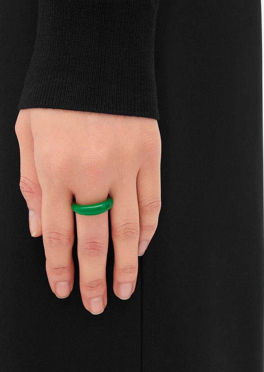 Bottega Veneta BOTTEGA VENETA Spine green sculptural silver ring 6 13 q Size ONE SIZE - 2 Thumbnail