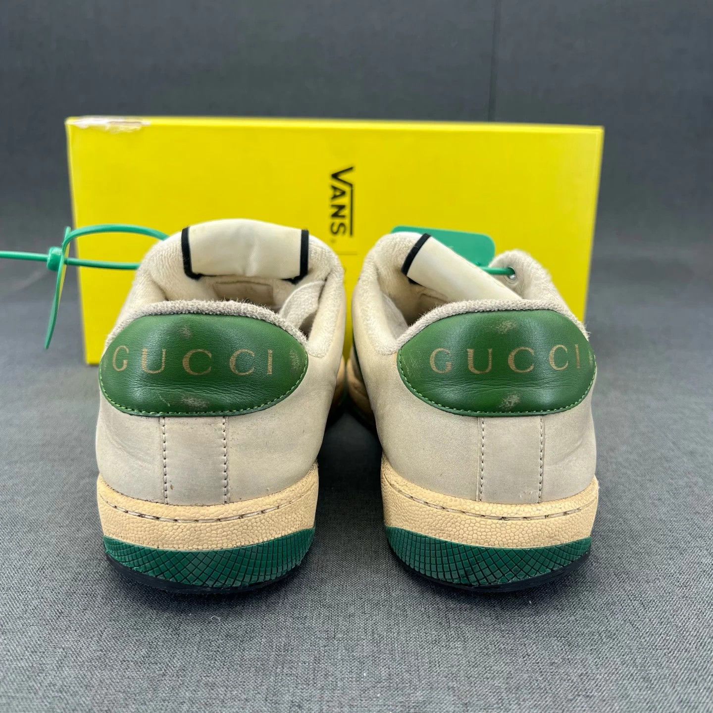 Gucci Gucci Enamel Distressed Sneakers Grey Green 37.5 Size US 7.5 / IT 37.5 - 4 Thumbnail